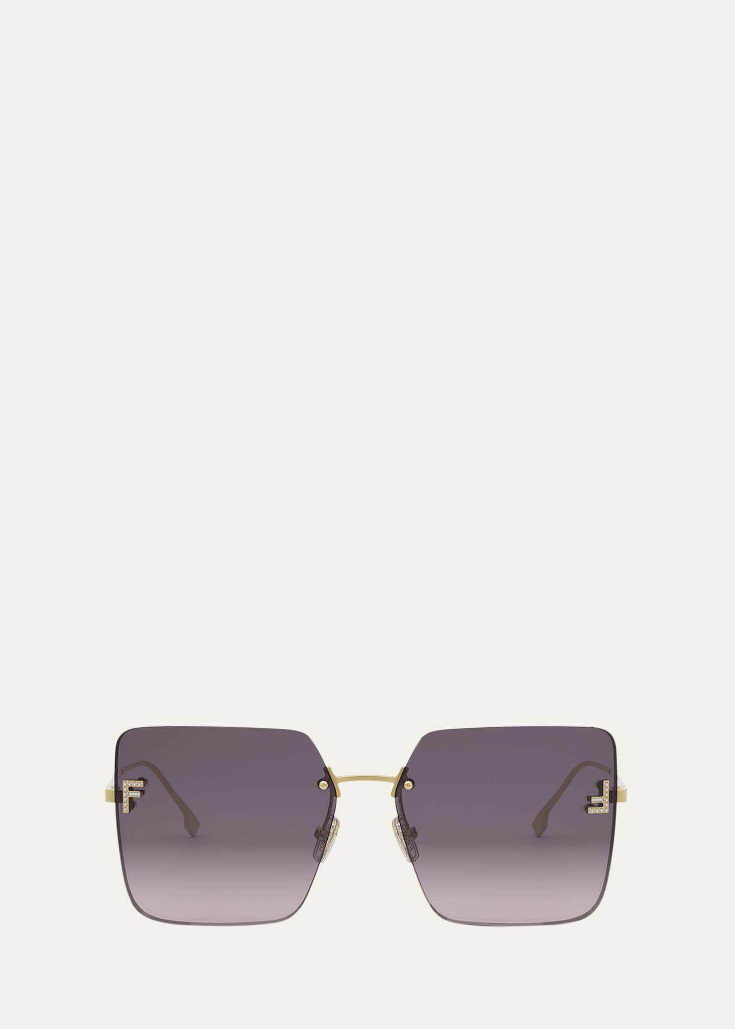 Fendi Oversized Rimless Square Metal & Nylon Sunglasses