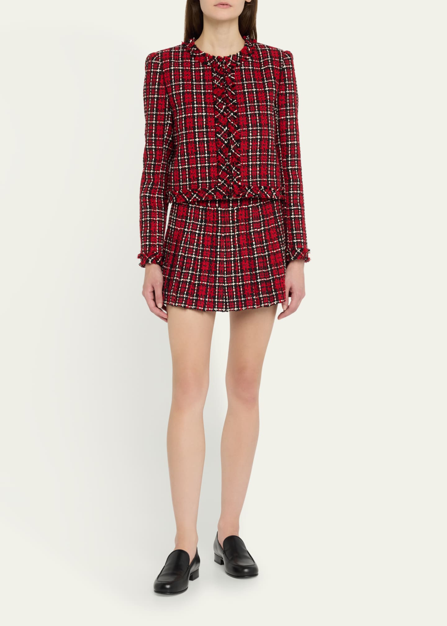 Alice Olivia Mera Plaid Pleated Mini Skirt