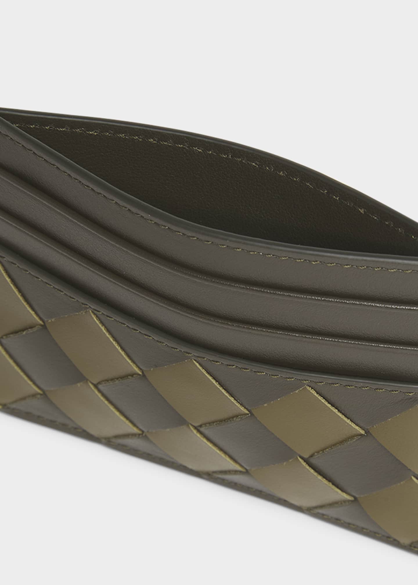 Bottega Veneta Men's Intrecciato 15 Avenue Check Card Case