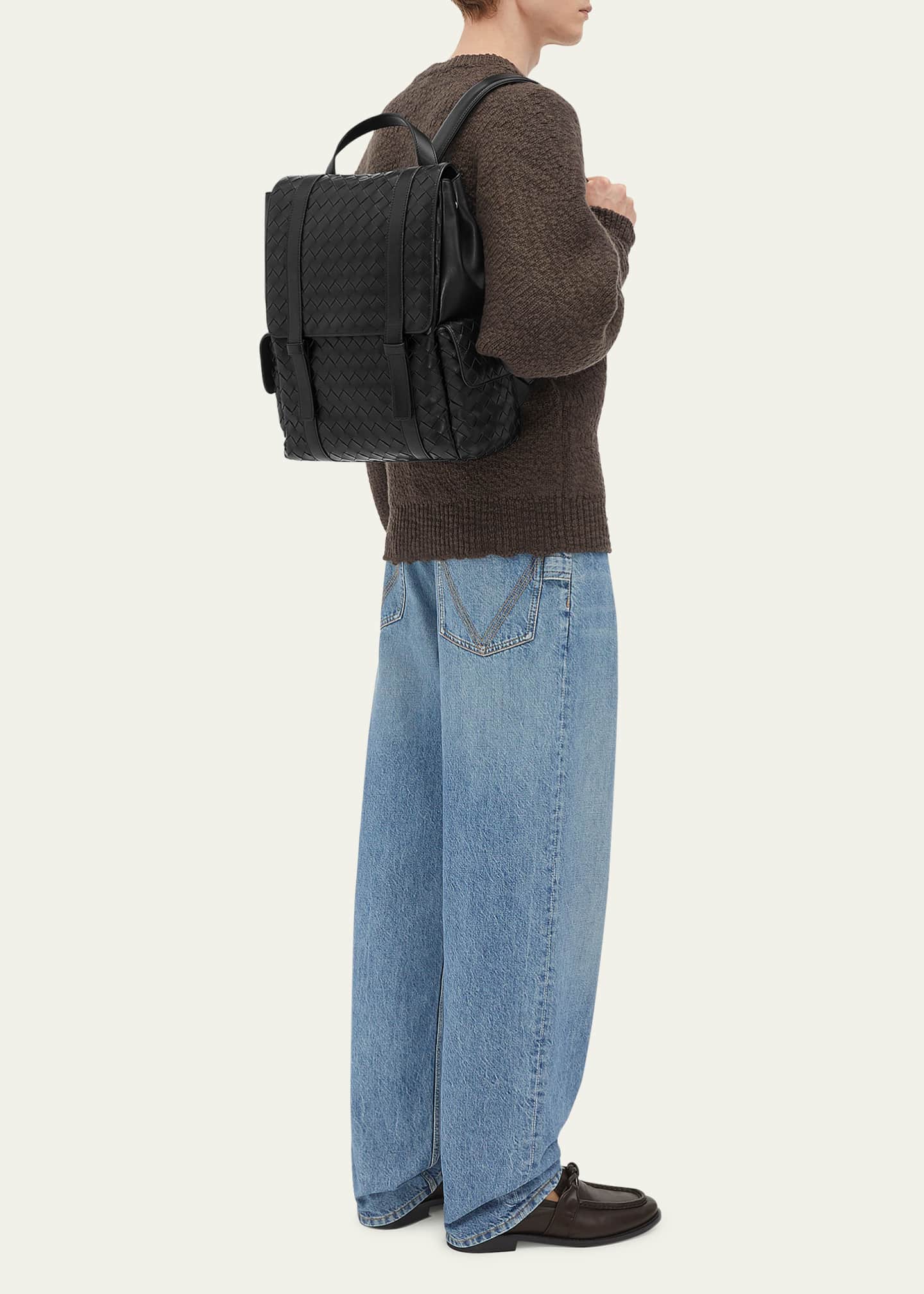 Bottega Veneta Men's Intrecciato Leather Backpack Image 5 of 5