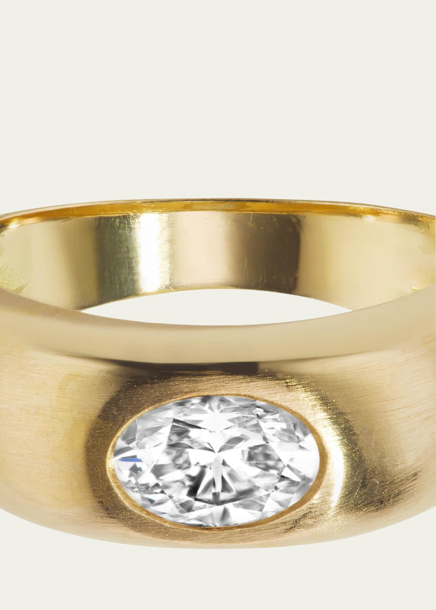 Aaryah 18K Yellow Gold Natural Oval Diamond Shani Ring, Size 5.75 Image 2 of 2