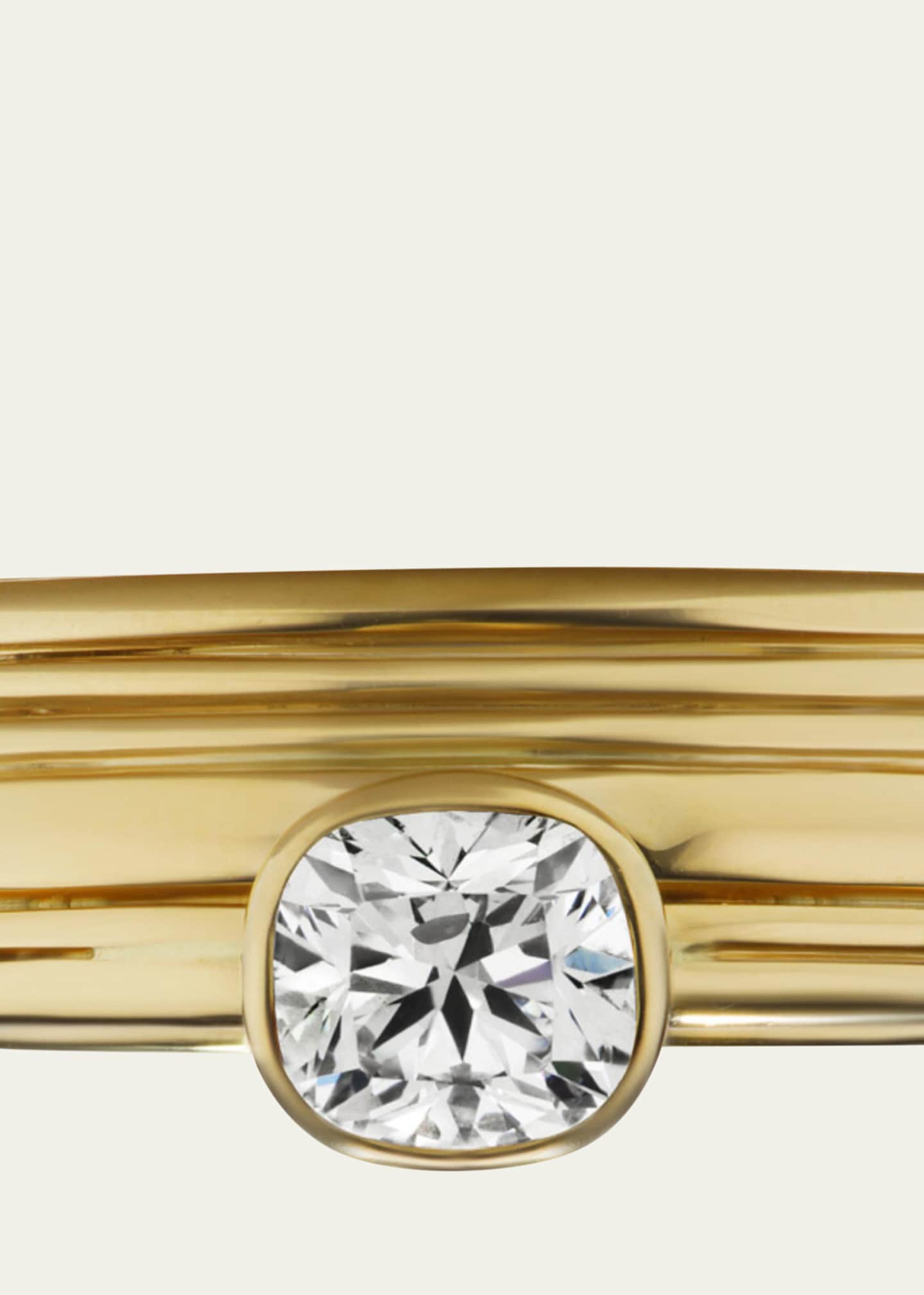 Aaryah 18K Yellow Gold Natural Cushion Cut White Diamond Miko Ring, Size 6.75 Image 2 of 2