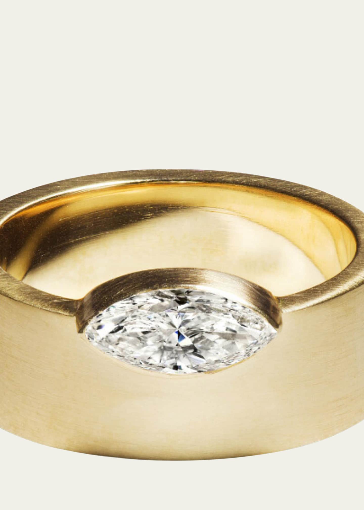 Aaryah 18K Yellow Gold Natural Marquise Diamond Aankh Ring, Size 6.5 Image 2 of 2