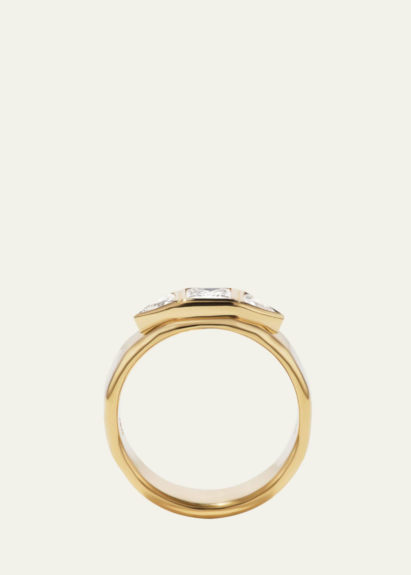 Aaryah 18K Yellow Gold 3 Stone Natural Diamond Minas Ring, Size 6.75 Image 3 of 3
