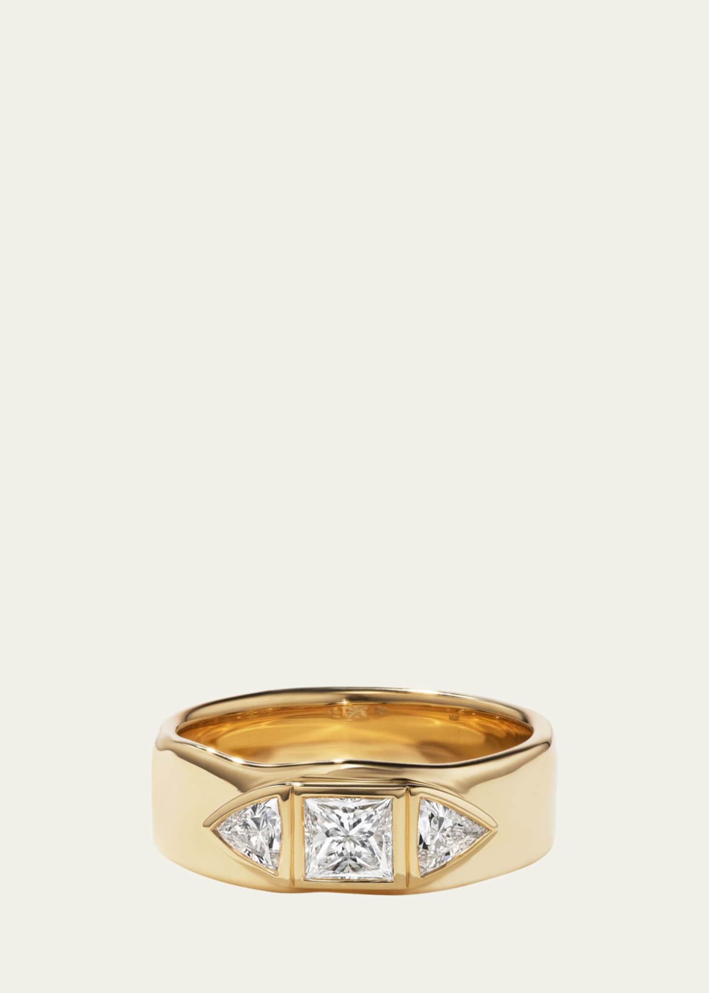 Aaryah 18K Yellow Gold 3 Stone Natural Diamond Minas Ring, Size 6.75 Image 1 of 3