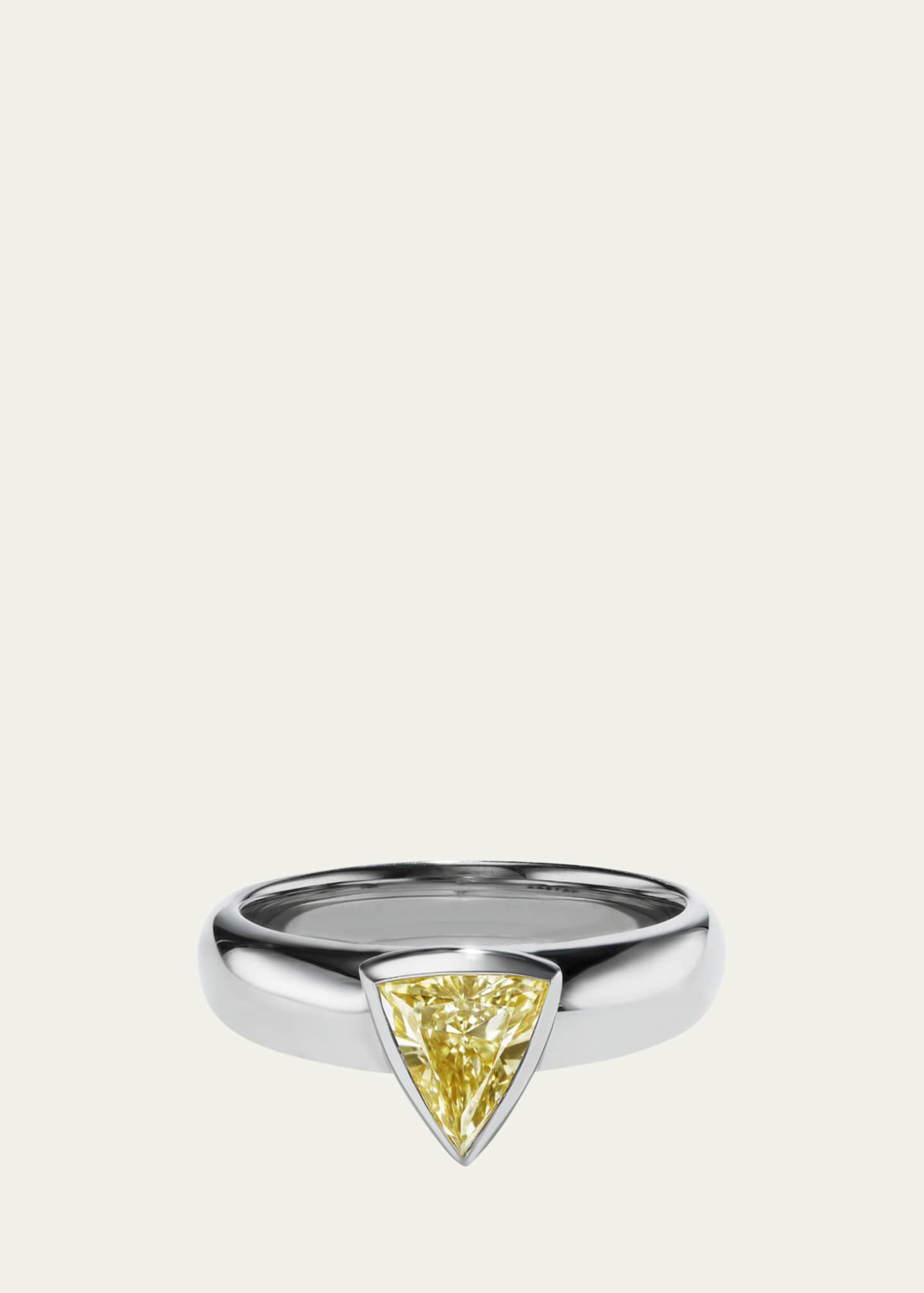 Aaryah 18K White Gold Triangular Brilliant Diamond Ellie Ring, Size 7 Image 1 of 3
