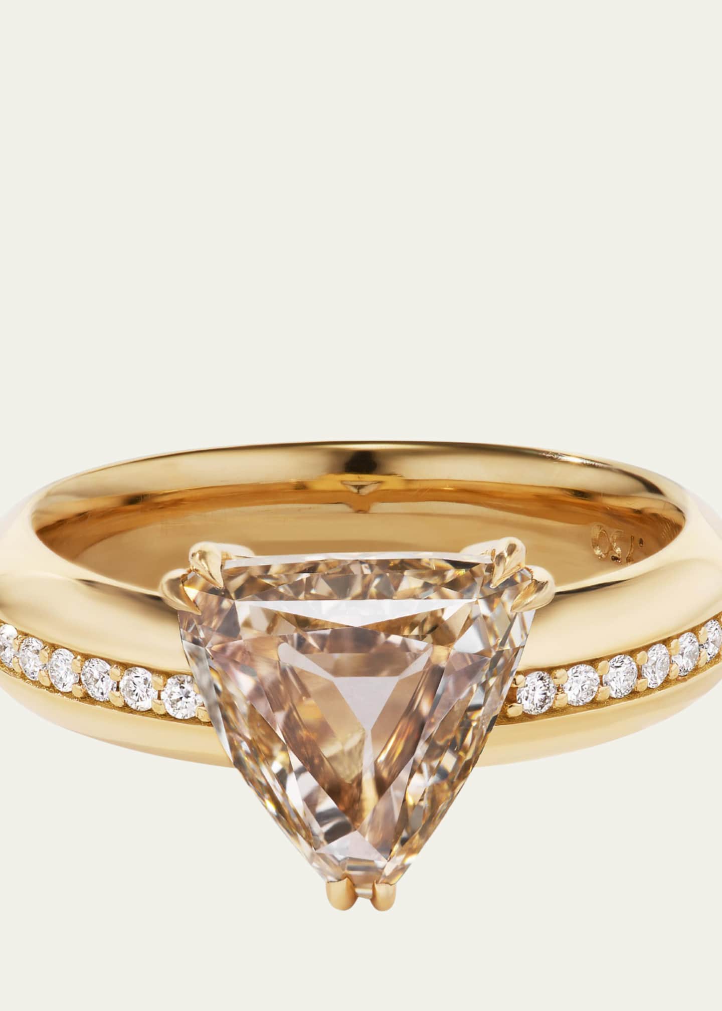 Aaryah 18K Yellow Gold Natural Light Brown Modified Triangular Diamond Aziza Ring, Size 7 Image 2 of 3