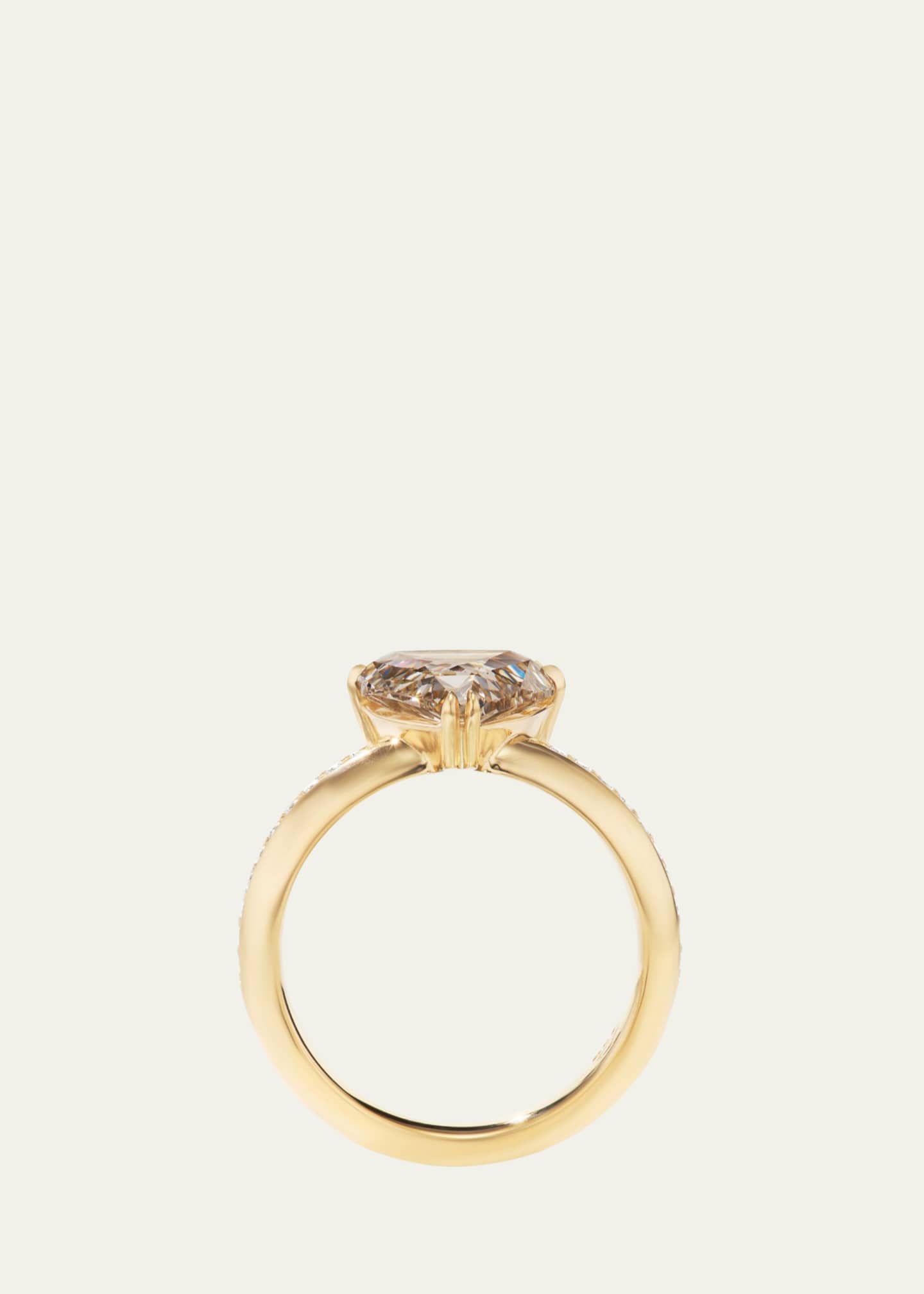 Aaryah 18K Yellow Gold Natural Light Brown Modified Triangular Diamond Aziza Ring, Size 7 Image 3 of 3