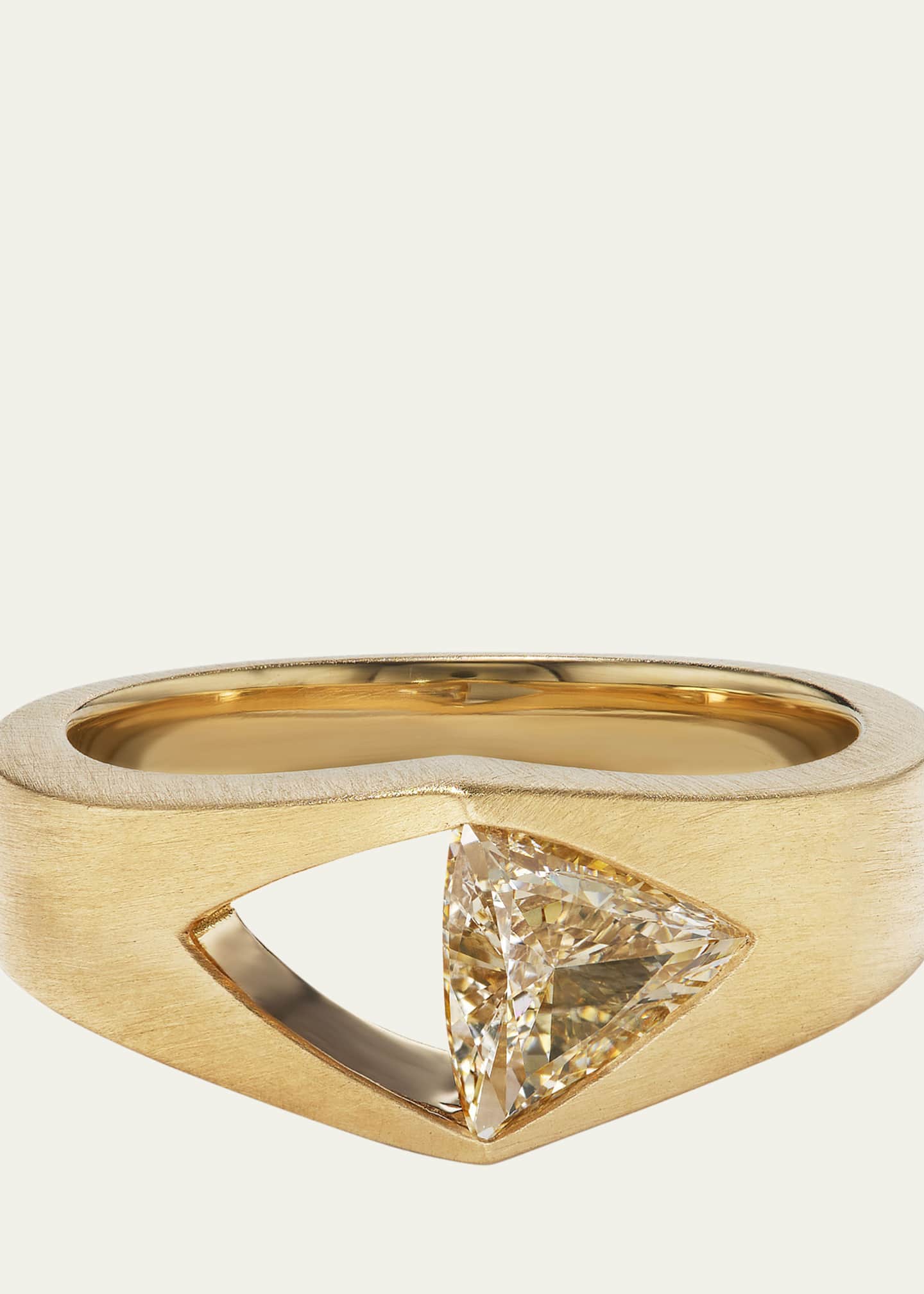 Aaryah 18K Yellow Gold Natural Brown Triangle Diamond Trikona II Ring, Size 7 Image 2 of 2