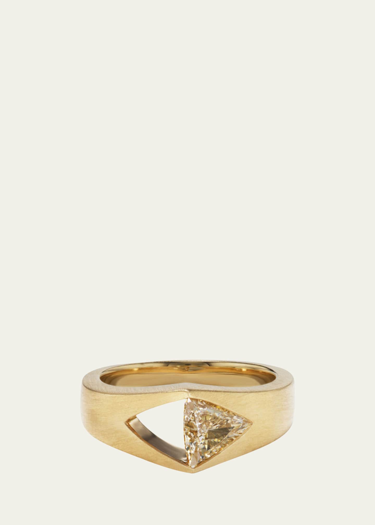 Aaryah 18K Yellow Gold Natural Brown Triangle Diamond Trikona II Ring, Size 7 Image 1 of 2