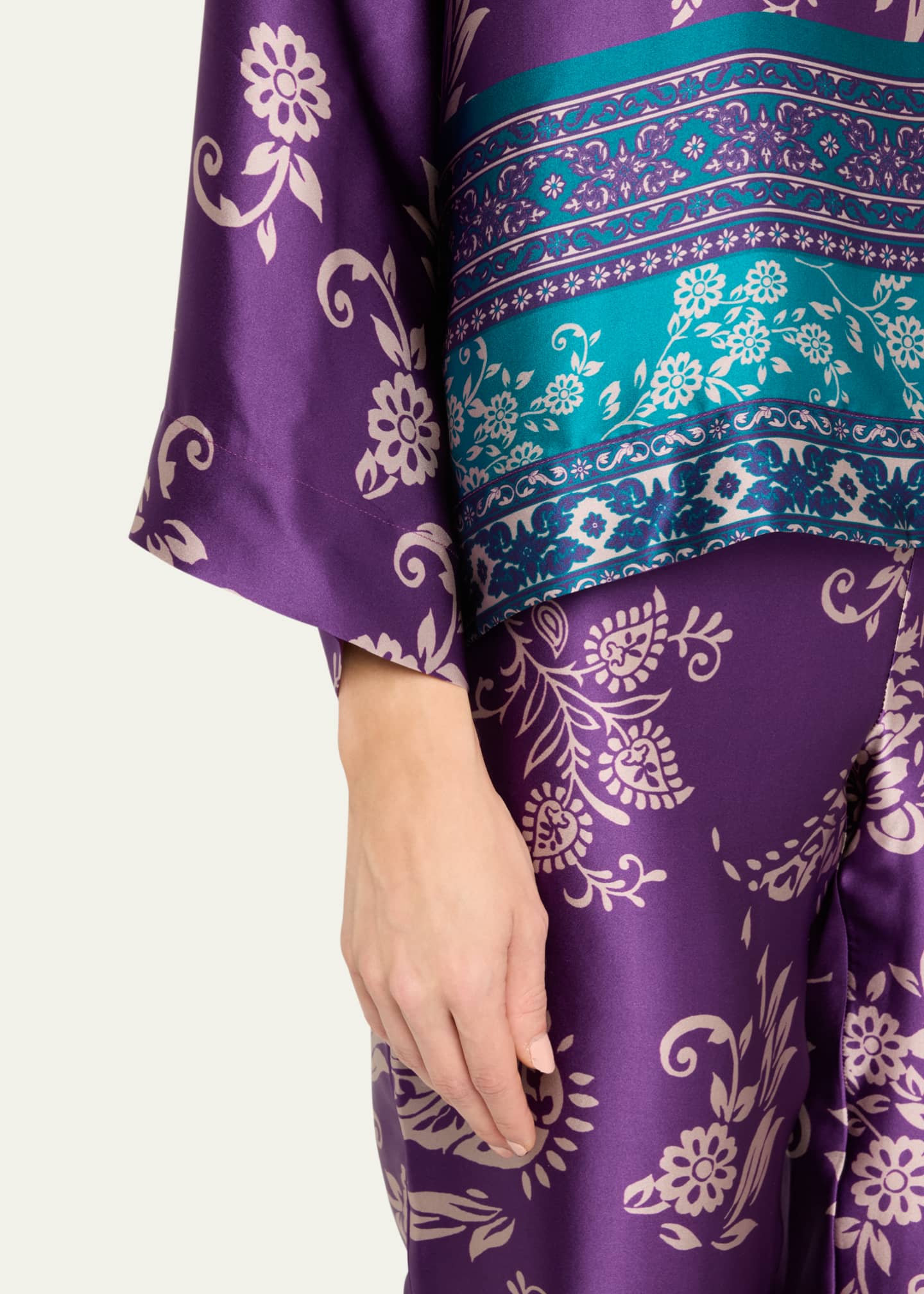 Ysobel Floral-Print Silk Charmeuse Pajama Set - Thumbnail 5