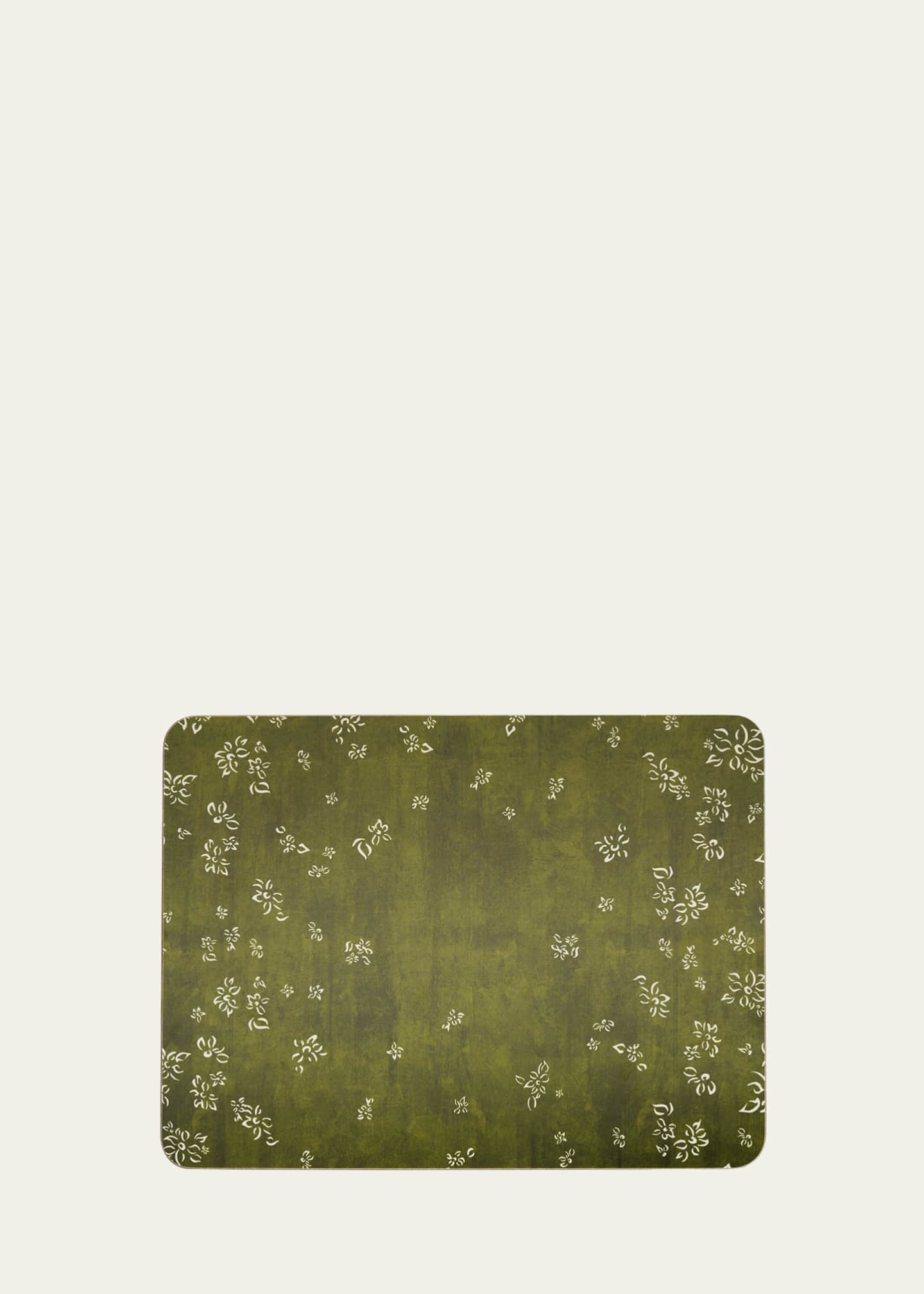 SUMMERILL & BISHOP Falling Flowers Avocado Cork-Backed Placemat, 11.5" x 15"