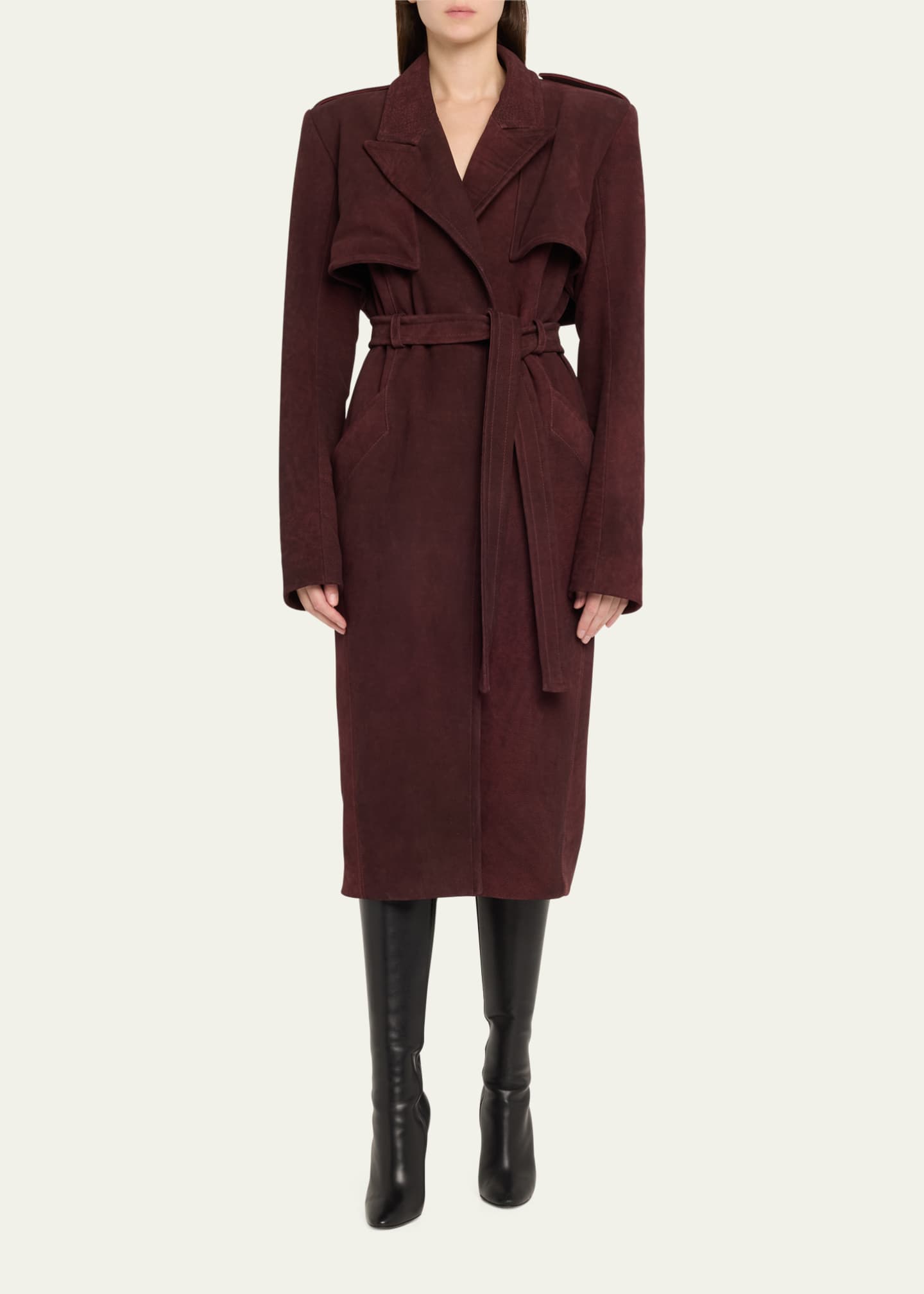 LaQuan Smith Nubuck Belted Trench Coat Image 2 of 5