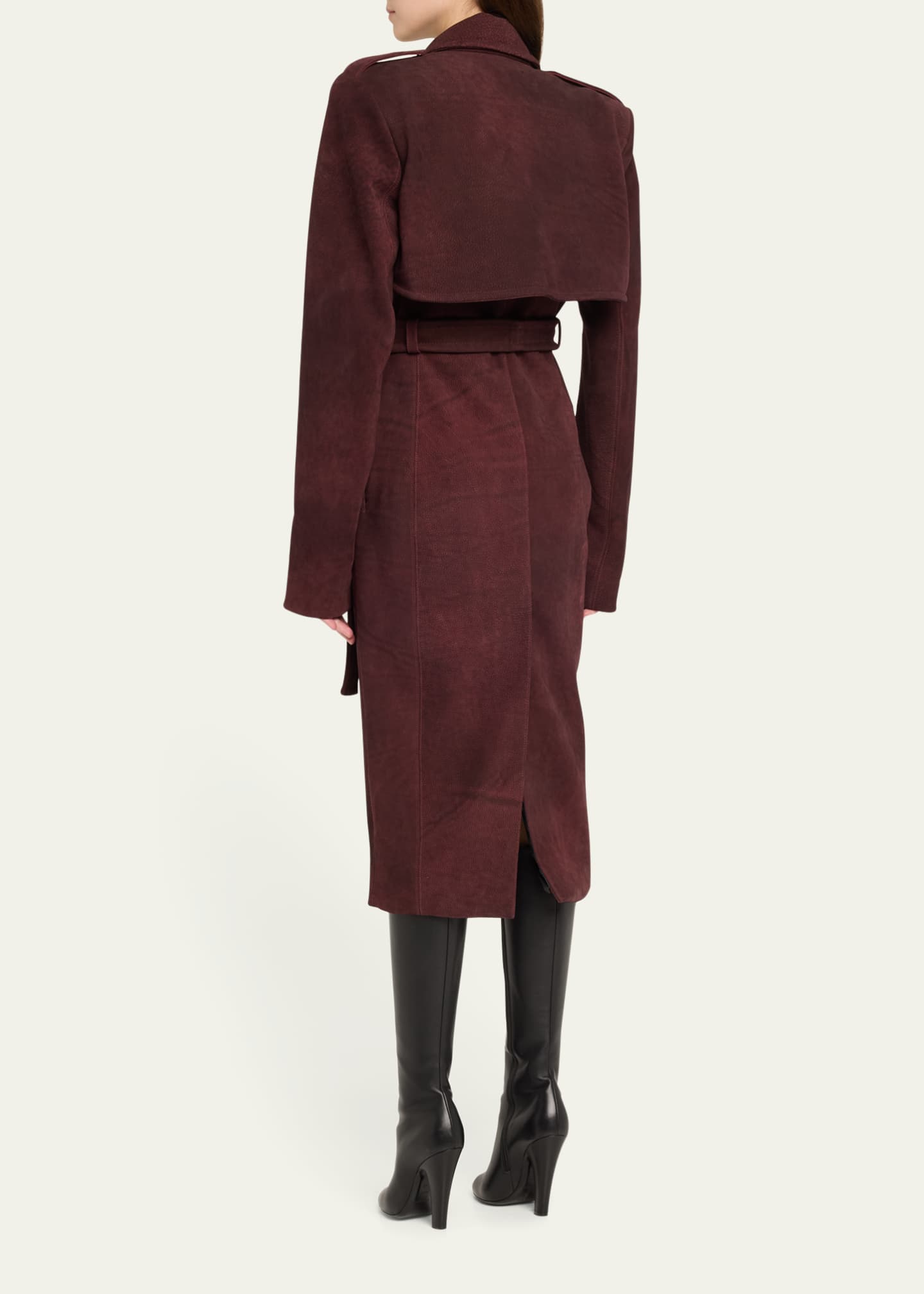 LaQuan Smith Nubuck Belted Trench Coat Image 3 of 5