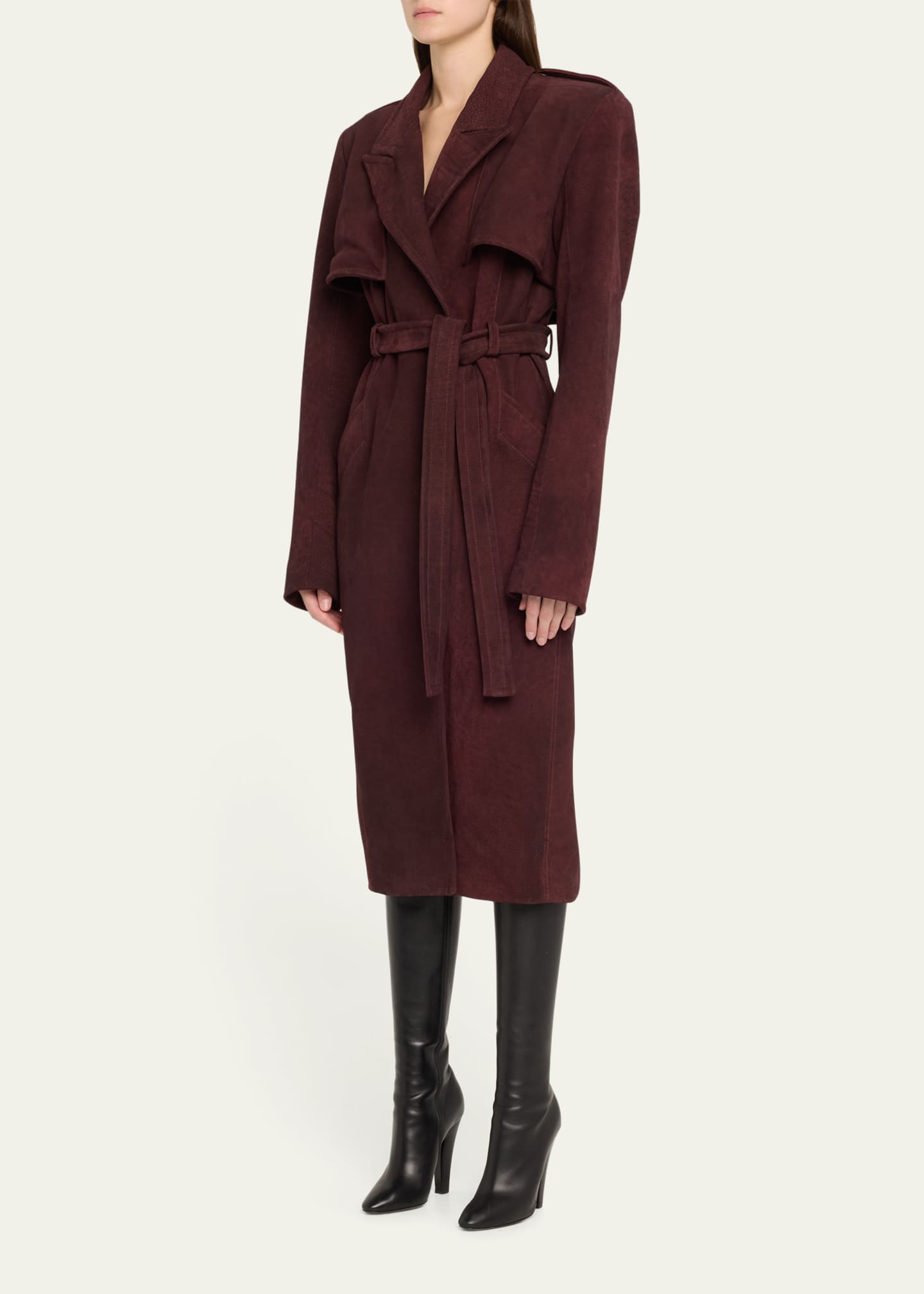 LaQuan Smith Nubuck Belted Trench Coat Image 4 of 5