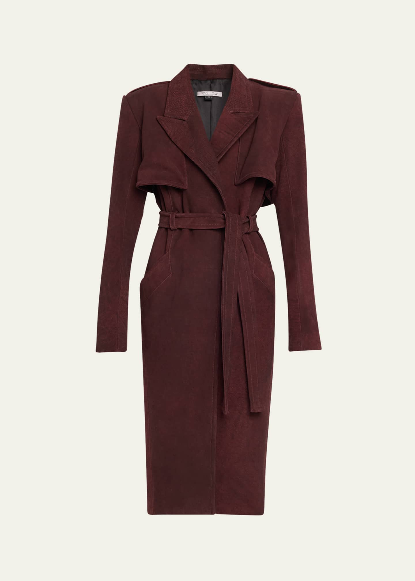 LaQuan Smith Nubuck Belted Trench Coat - Bergdorf Goodman