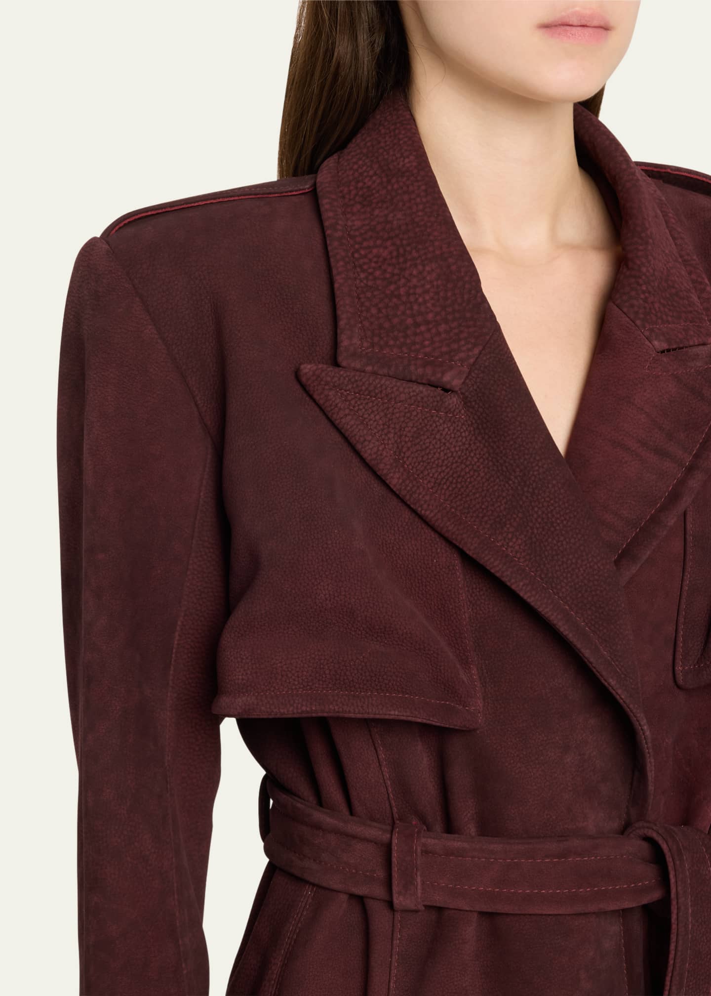 LaQuan Smith Nubuck Belted Trench Coat Image 5 of 5