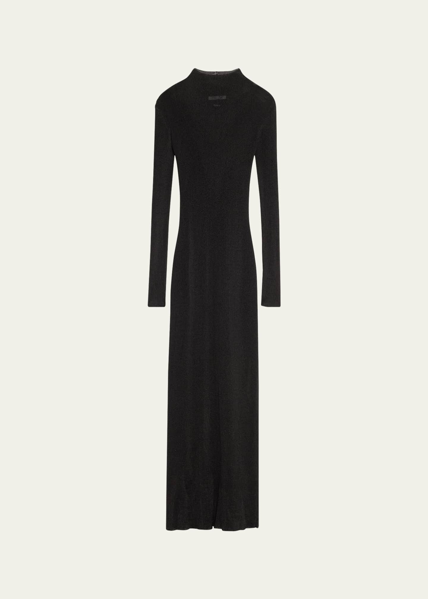 Mock Neck Metallic Rib Knit Gown
