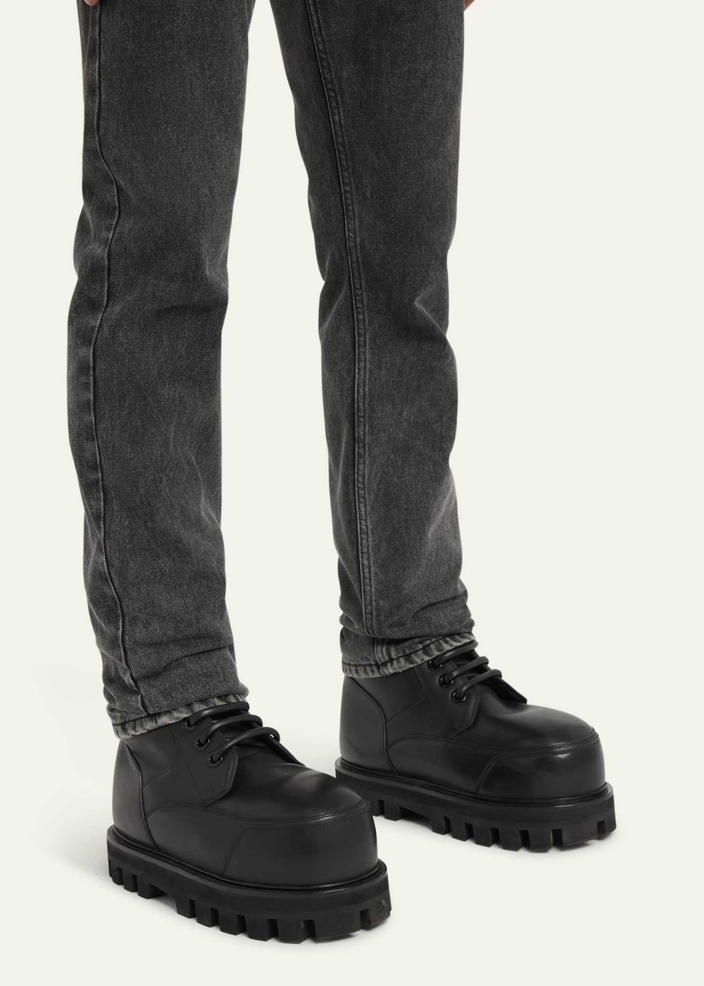 Alexander Mcqueen Leather Lace Up Parachute Boots Black