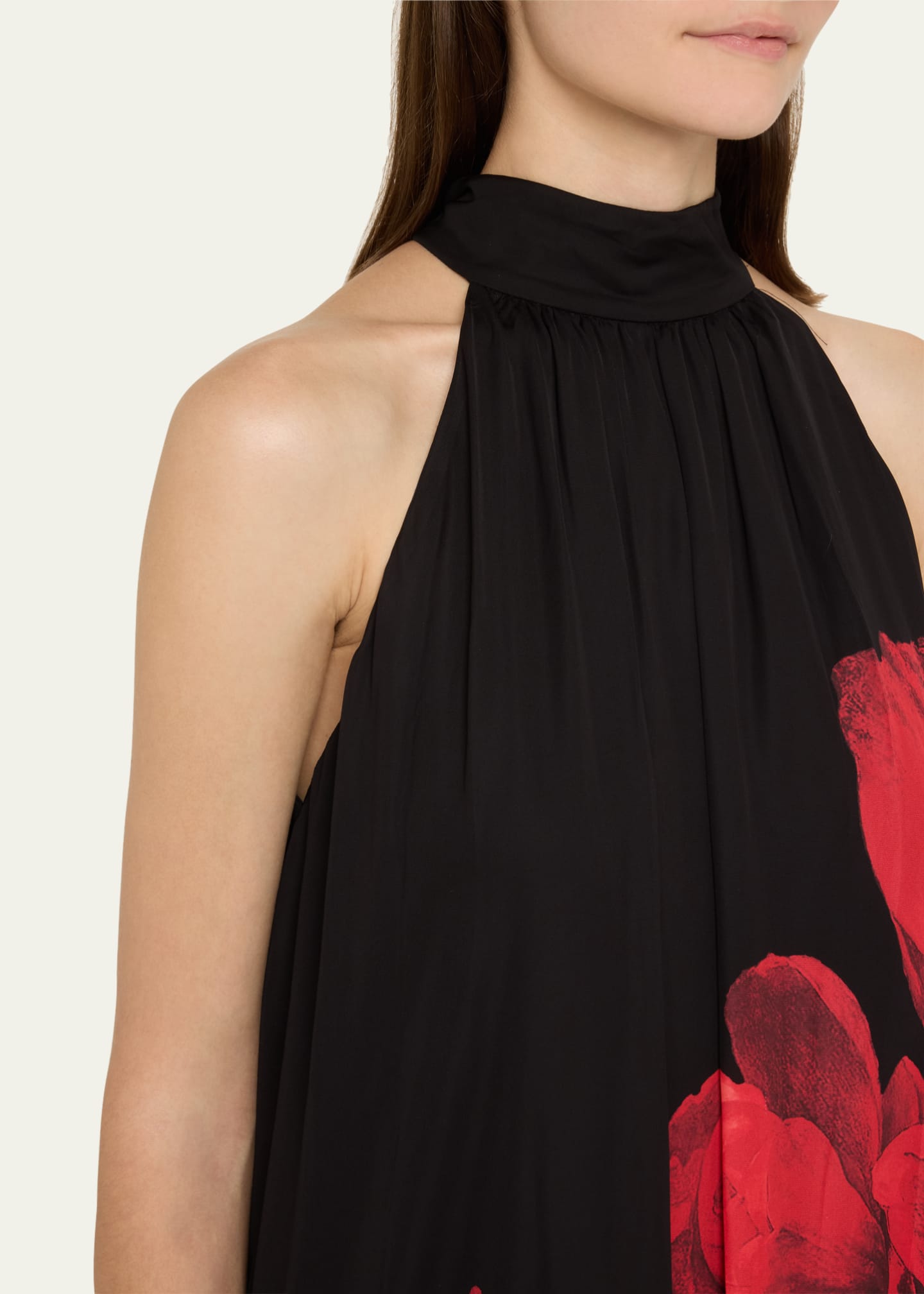 Alice Olivia Corine Halter Tie Neck Trapeze Mini Dress