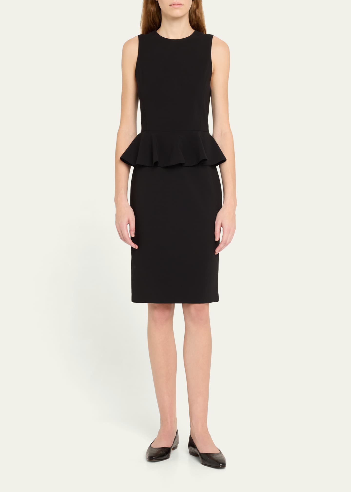 Alice Olivia Poppy Peplum Midi Dress Black Casual Dresses
