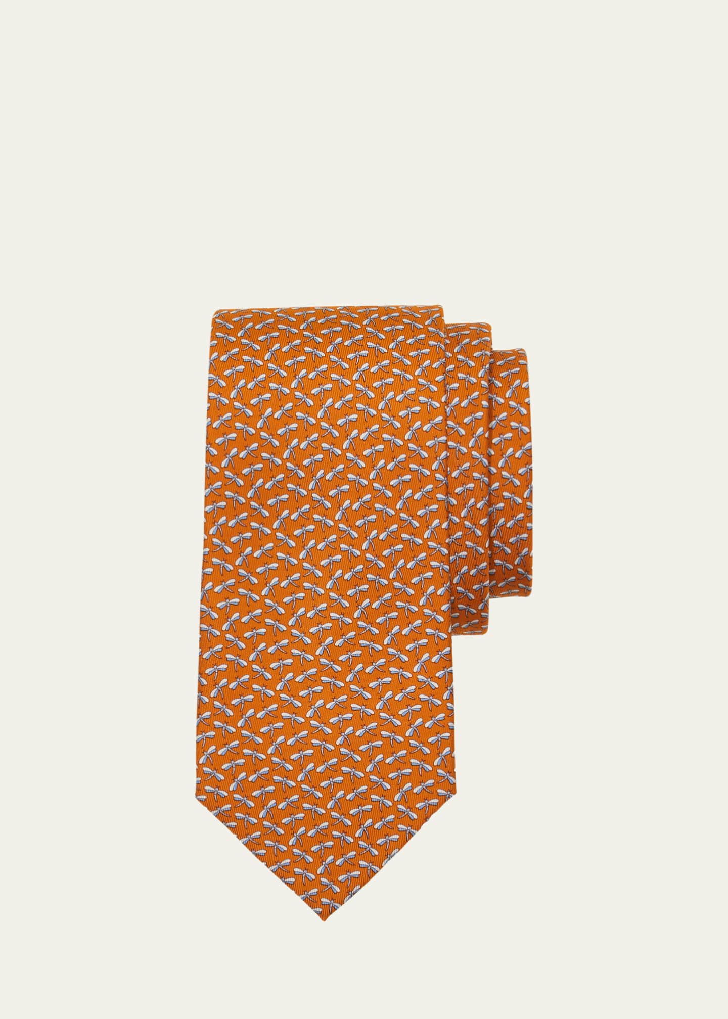 Ferragamo Men's Dragonfly-Print Silk Tie