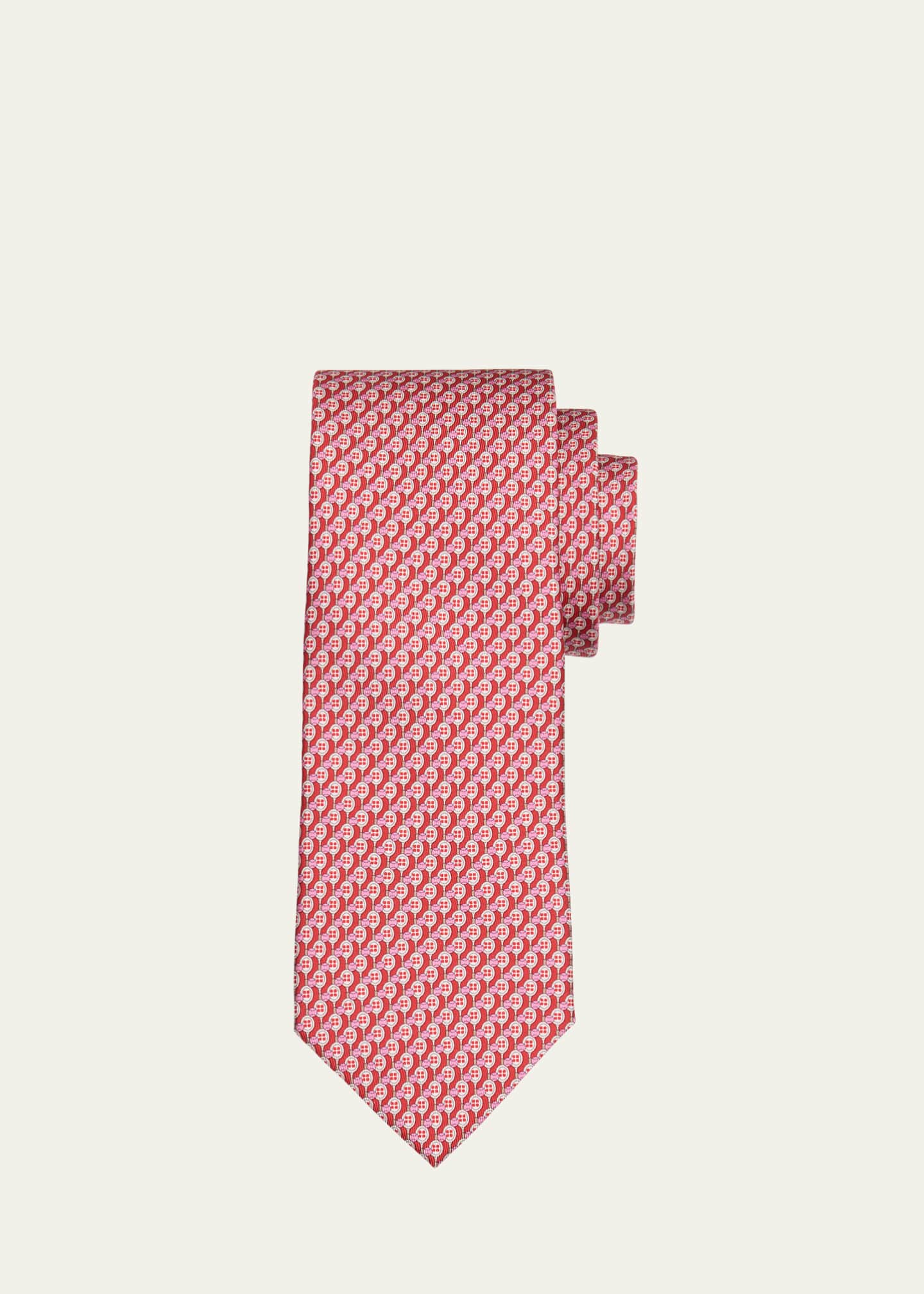 Ferragamo Men's Tennis-Print Silk Tie