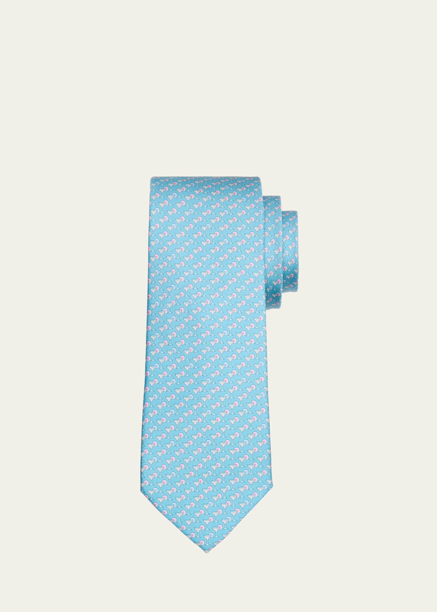 Ferragamo Men's Cocktail-Print Silk Tie