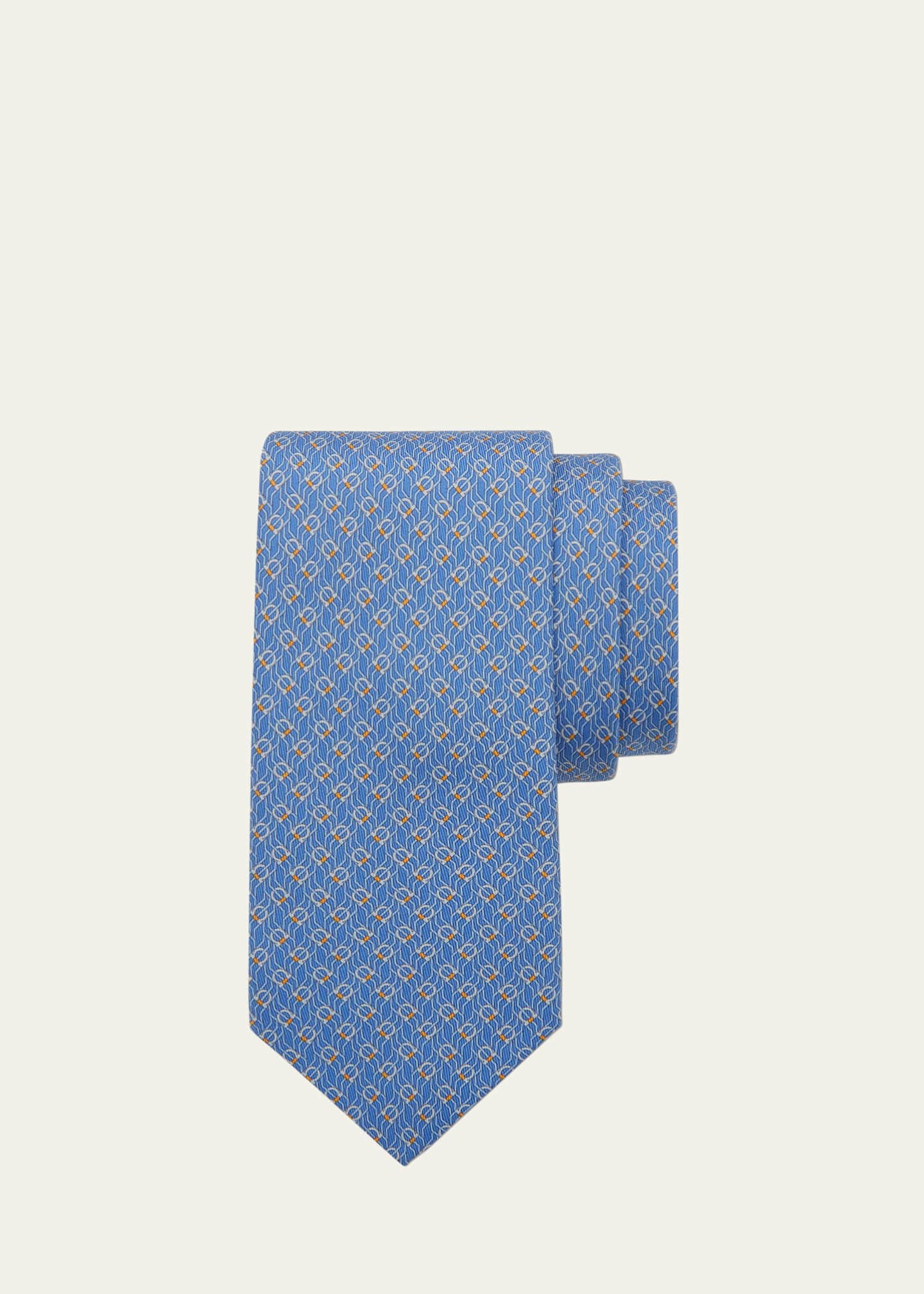 Ferragamo Men's Tetris-Print Silk Tie