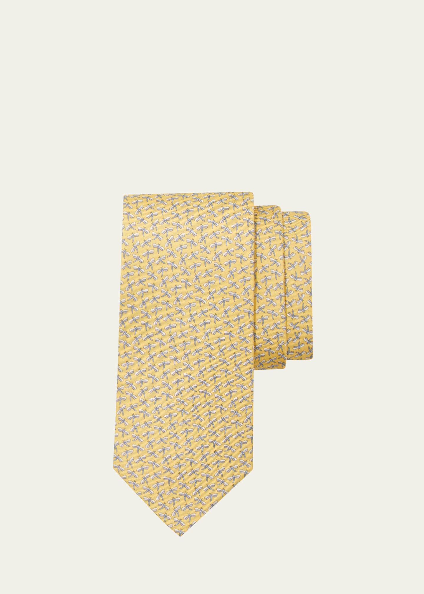 Ferragamo Men's Dragonfly-Print Silk Tie