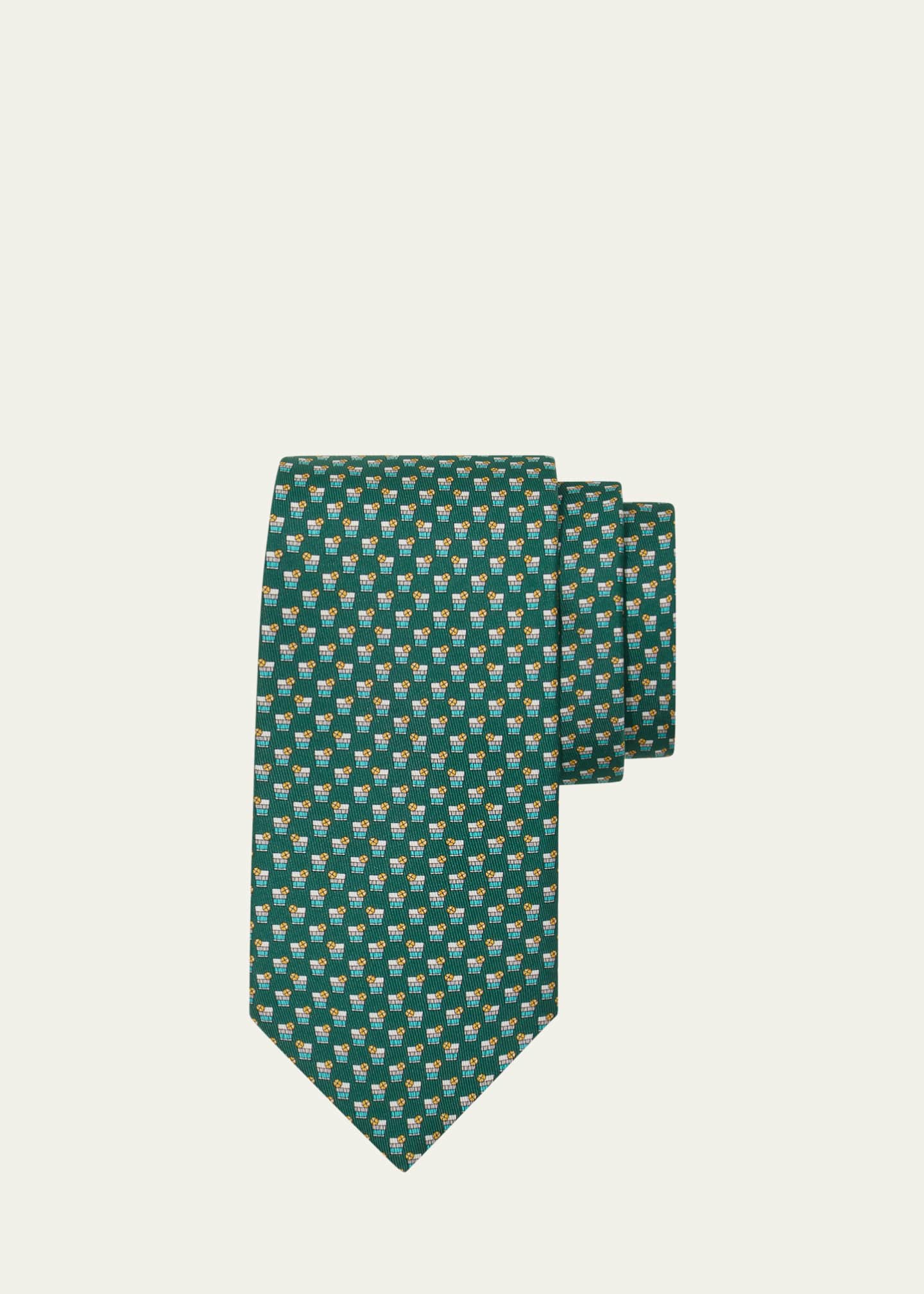 Ferragamo Men's Cocktail-Print Silk Tie
