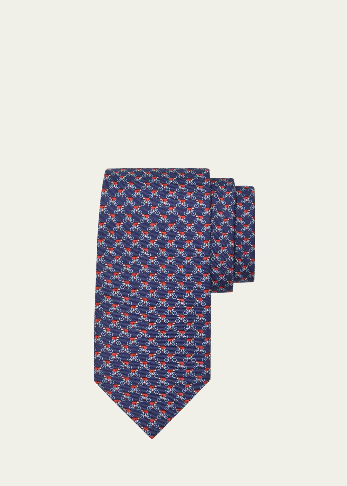 Ferragamo Men's Cyclist-Print Silk Tie
