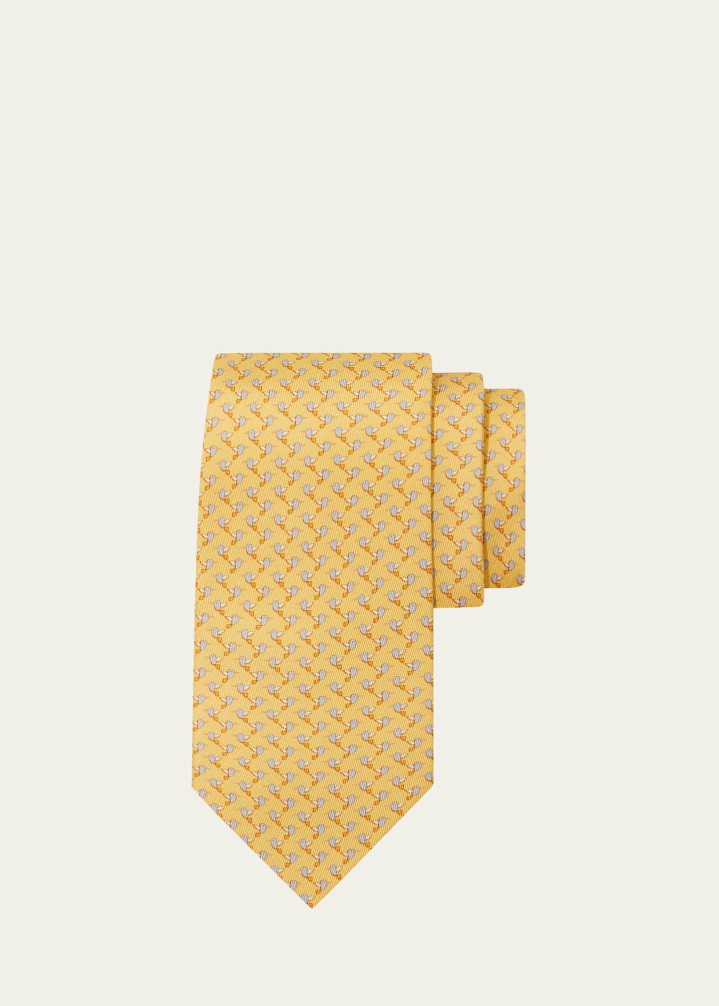 Ferragamo Men's Hummingbird-Print Silk Tie