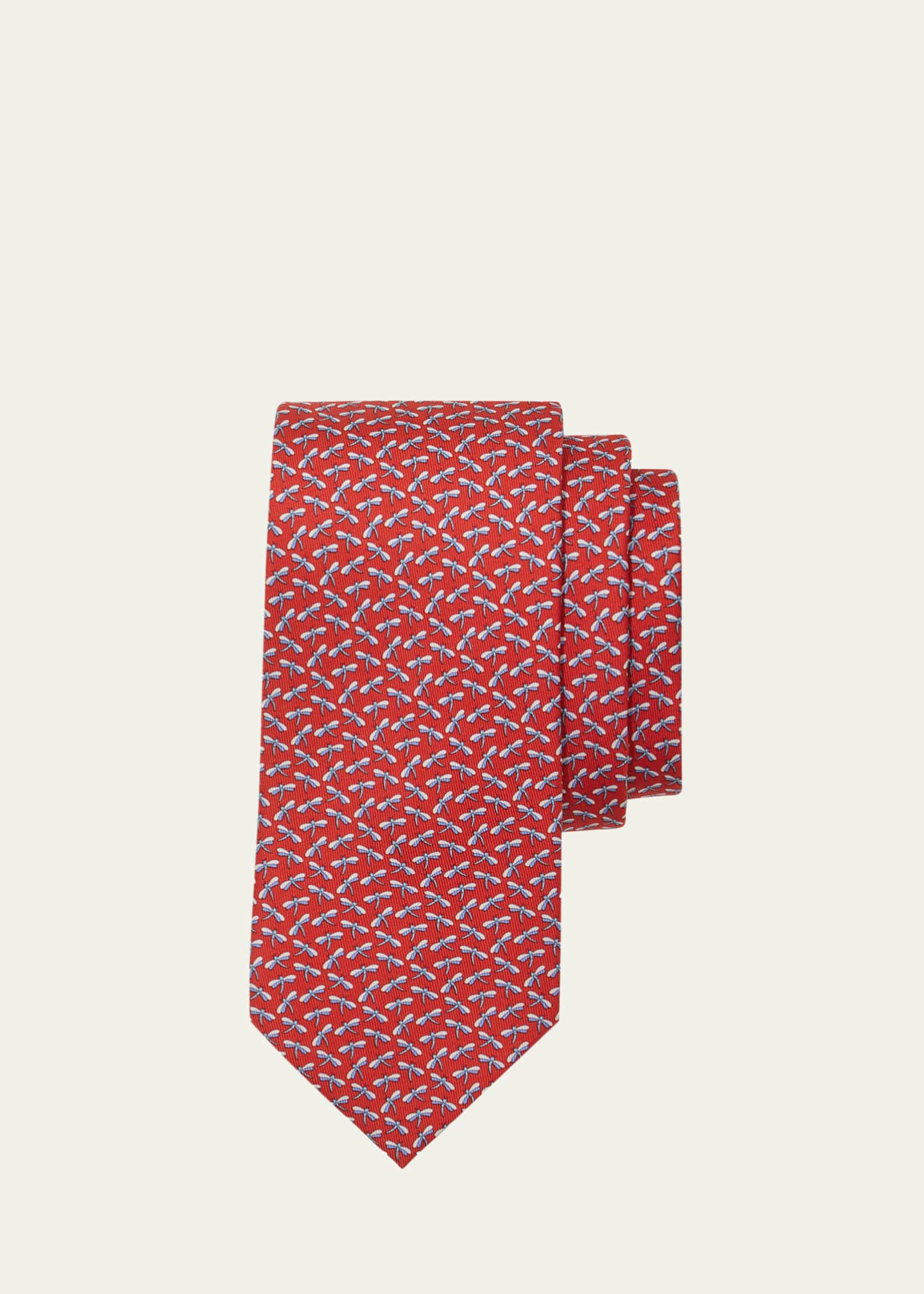 Ferragamo Men's Dragonfly-Print Silk Tie