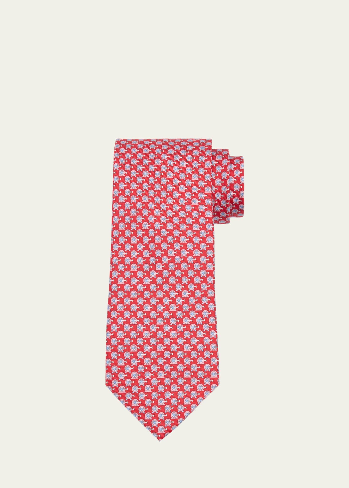 Ferragamo Men's Bullseye-Print Silk Tie