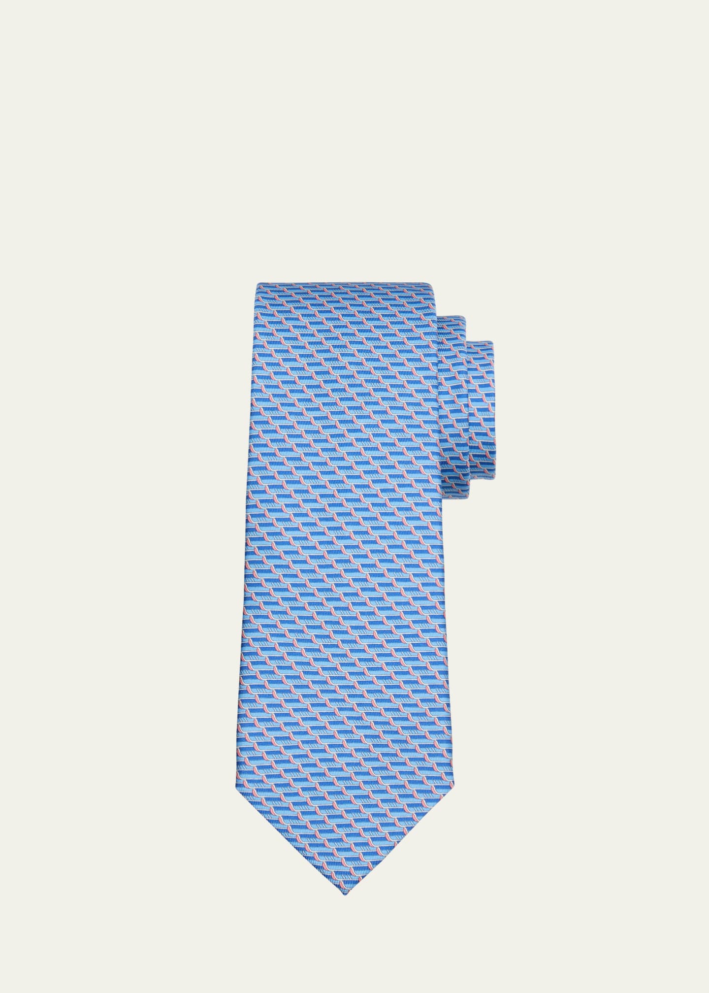 Ferragamo Men's Ladder-Print Silk Tie
