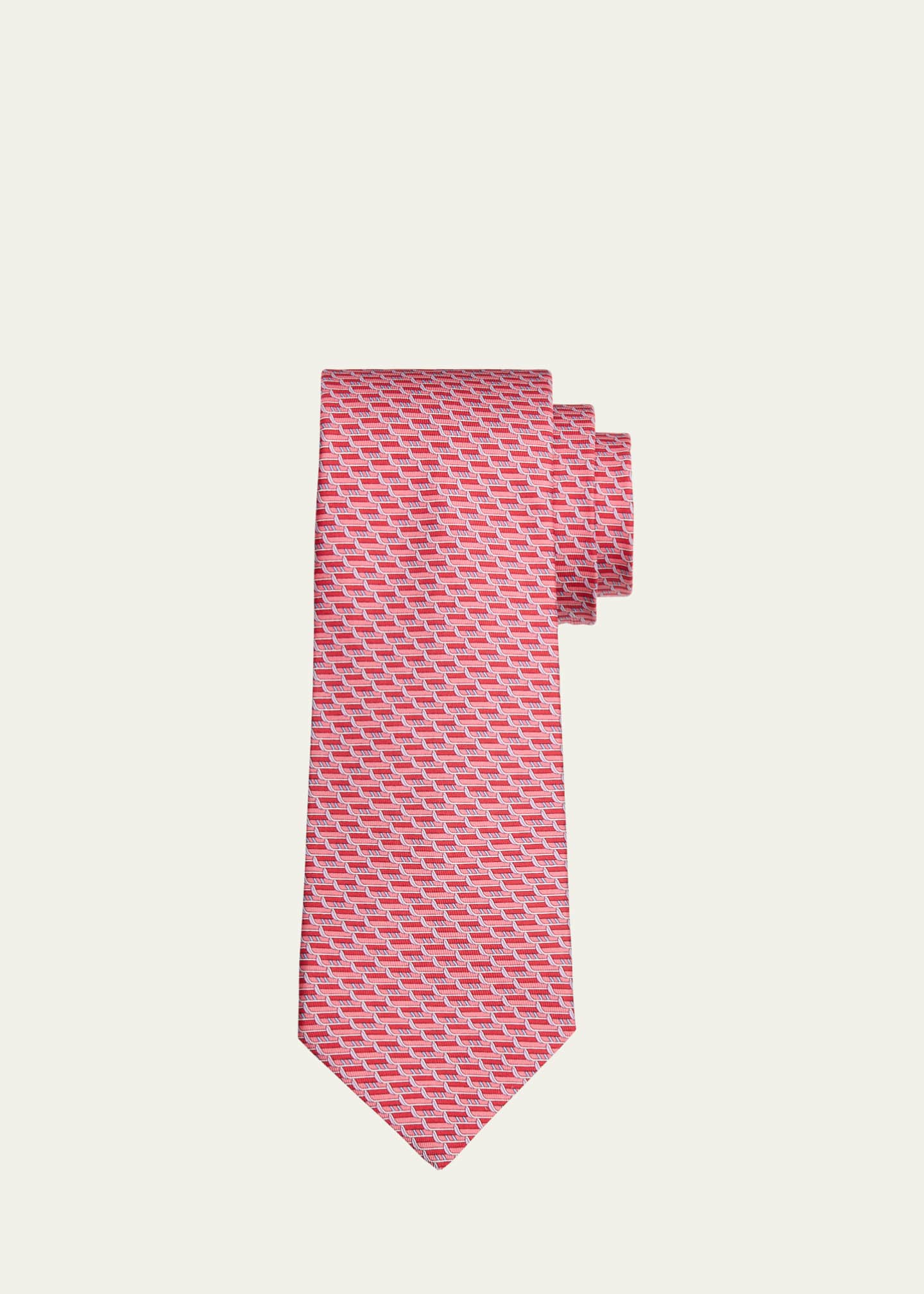 Ferragamo Men's Ladder-Print Silk Tie