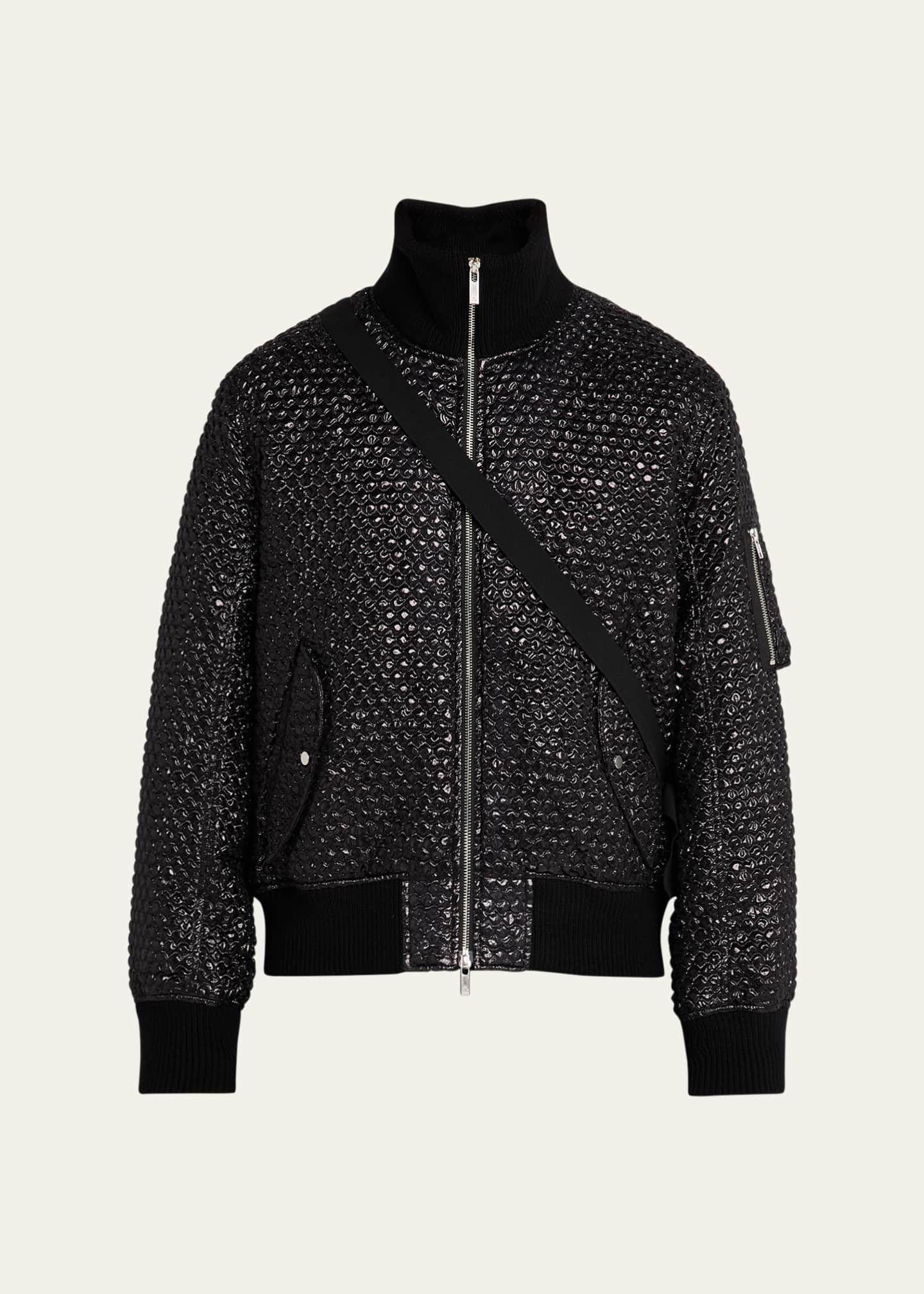 Helmut Lang Men's Shiny Bubble Seatbelt Bomber Jacket Bergdorf Goodman