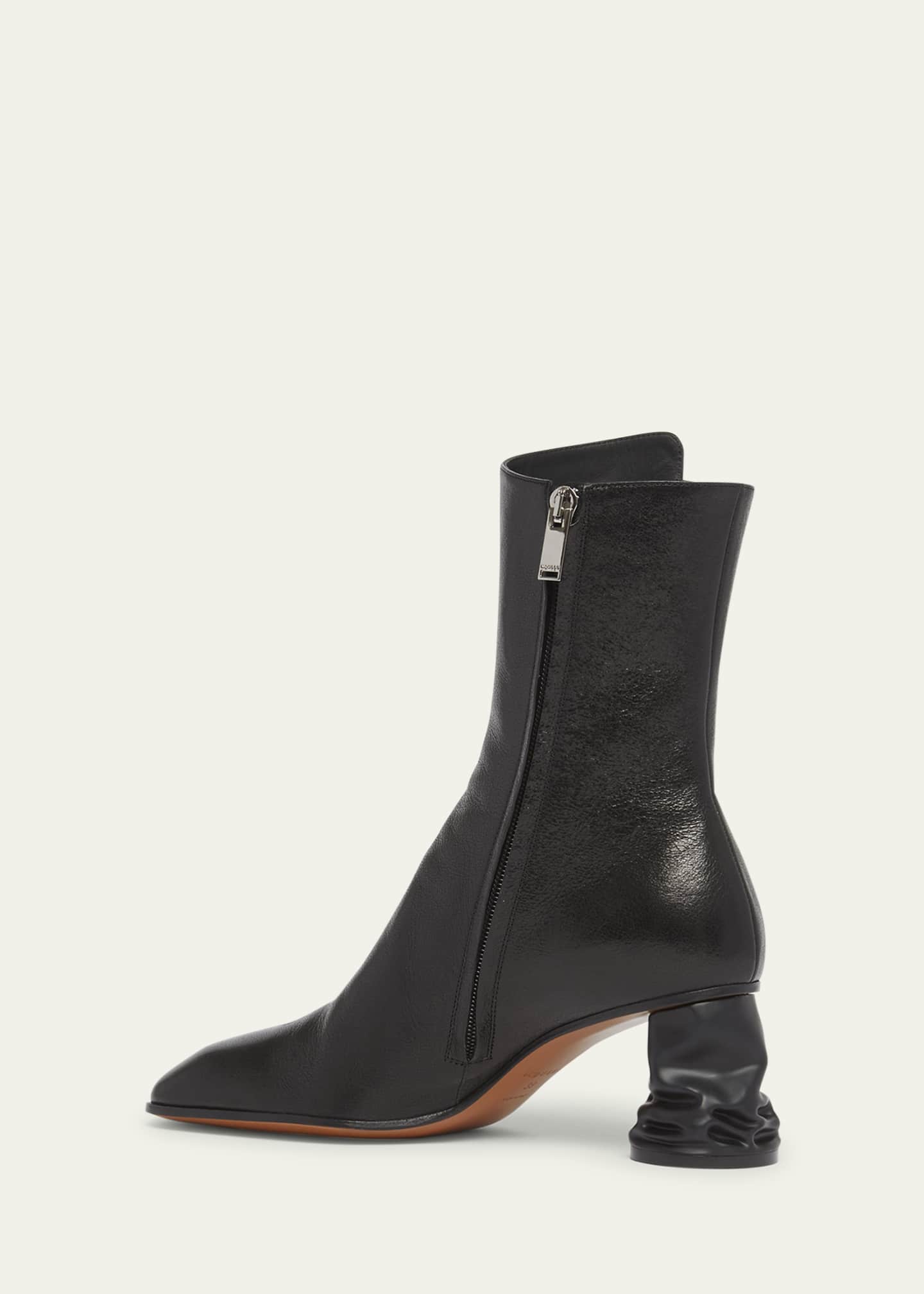 McQueen Leather Block-Heel Zip Booties Image 4 of 5