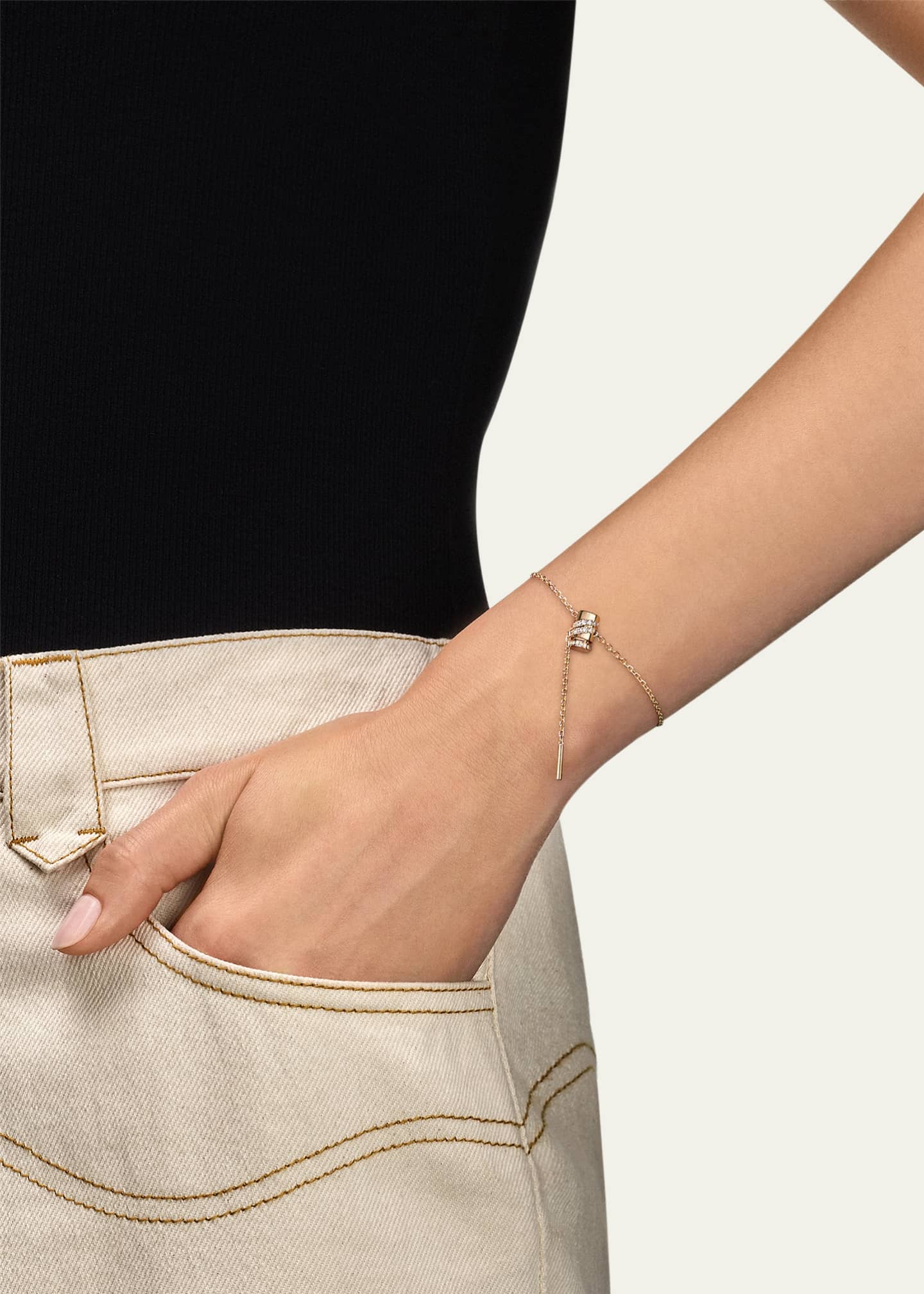 Nouvel Heritage 18K Pave Mini Latch Bracelet Image 2 of 2