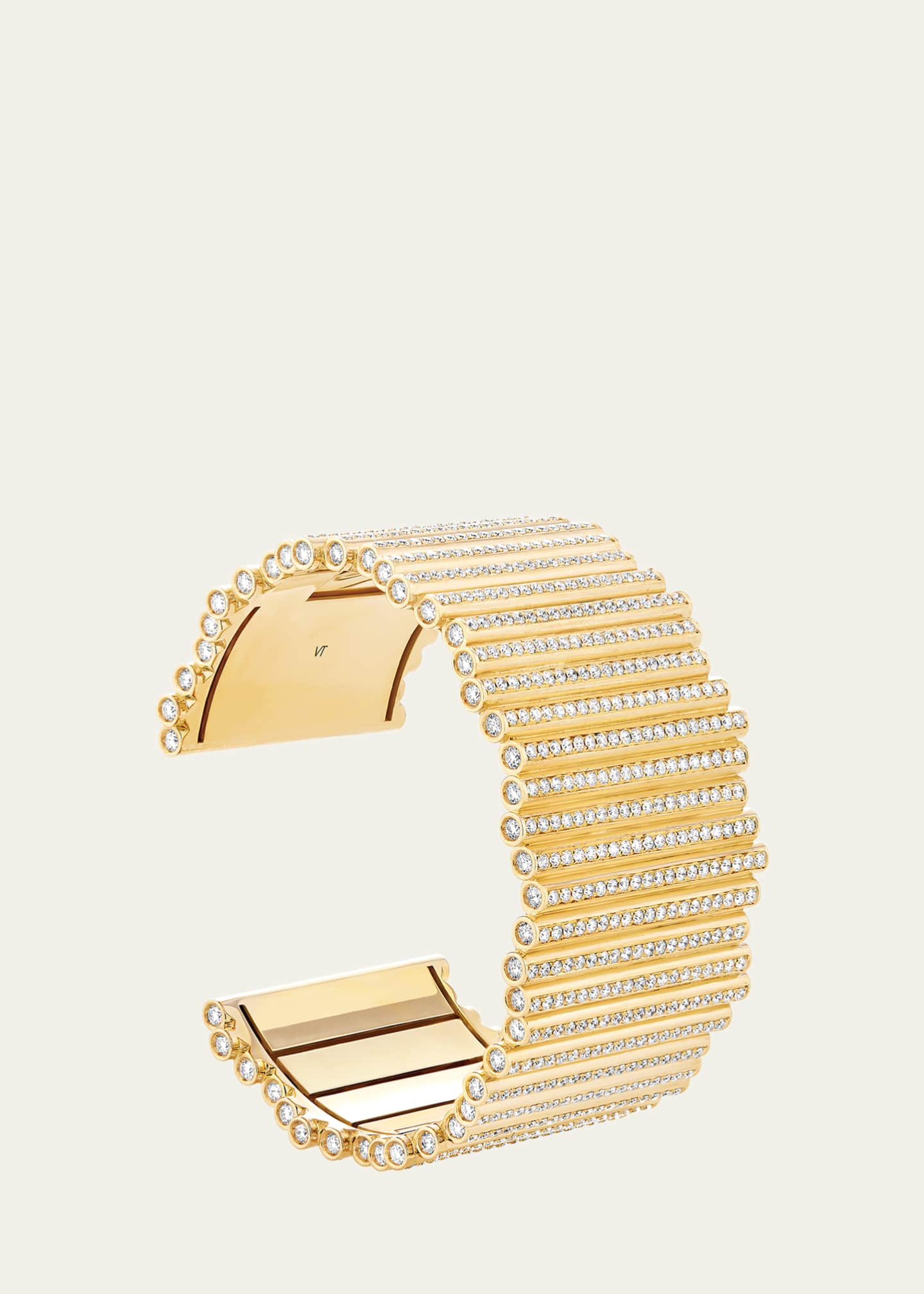 Viltier Edge 18K Yellow Gold Pave Diamond Cuff Bracelet Image 2 of 3