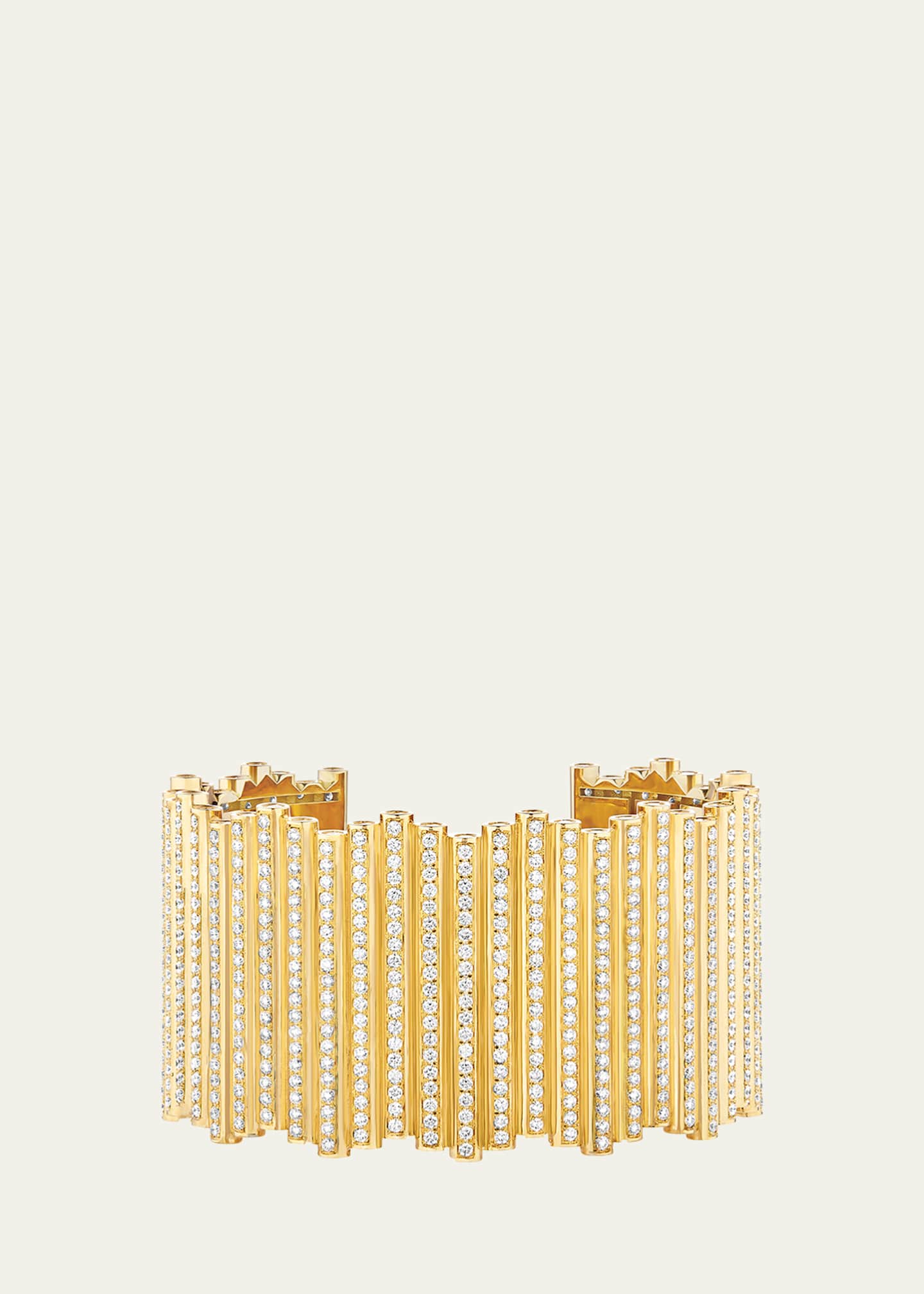 Viltier Edge 18K Yellow Gold Pave Diamond Cuff Bracelet Image 1 of 3
