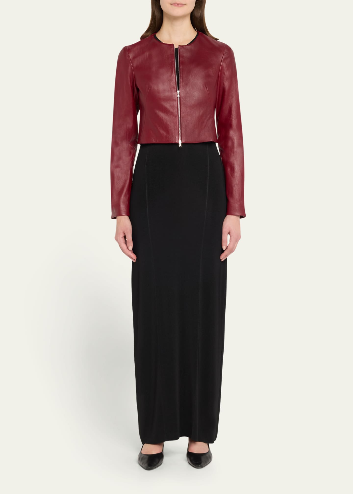 Susan Bender Stretch Lambskin Leather Cardigan Image 2 of 5