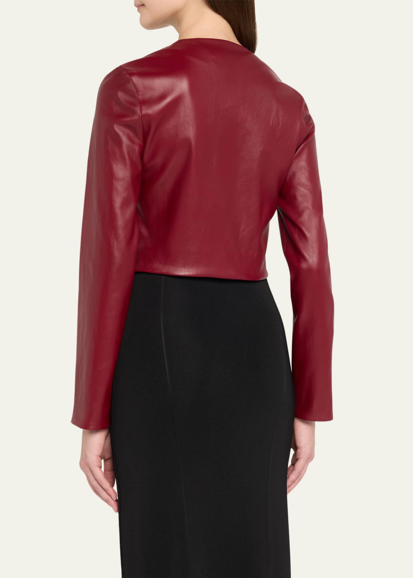 Susan Bender Stretch Lambskin Leather Cardigan Image 3 of 5