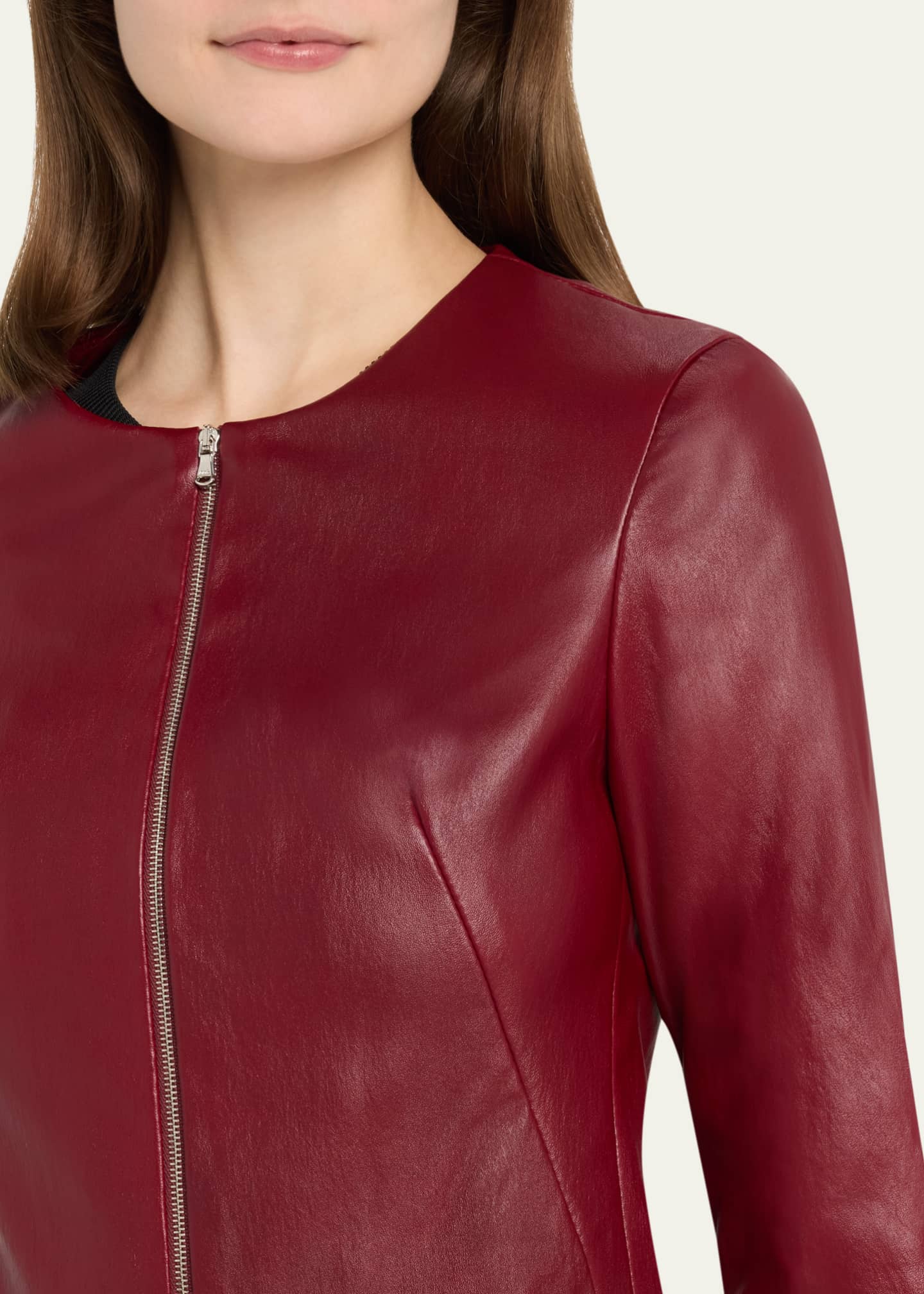 Susan Bender Stretch Lambskin Leather Cardigan Image 5 of 5