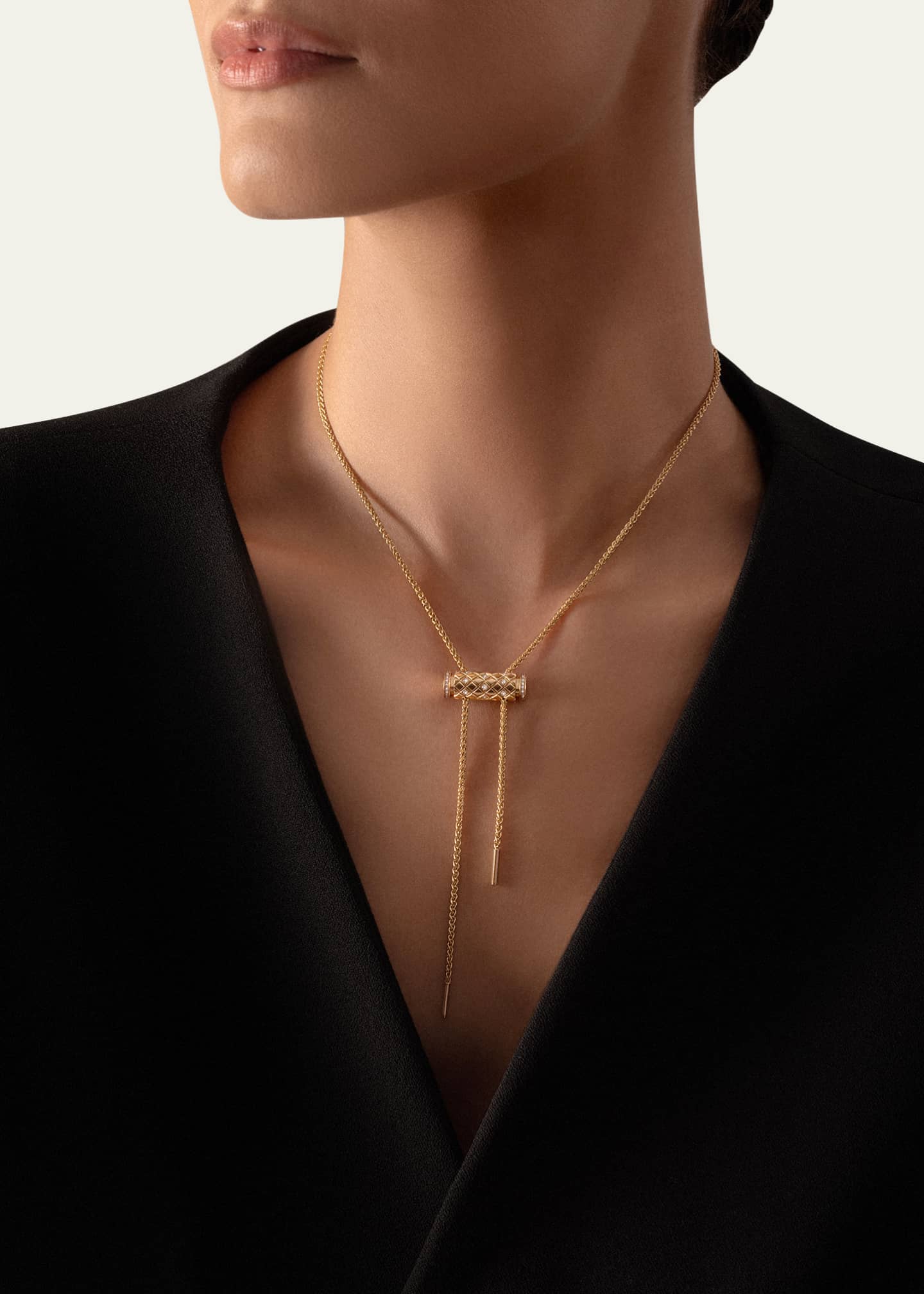 Nouvel Heritage 18K Semi Pave Latch Pendant on MM Chain Necklace Image 2 of 2