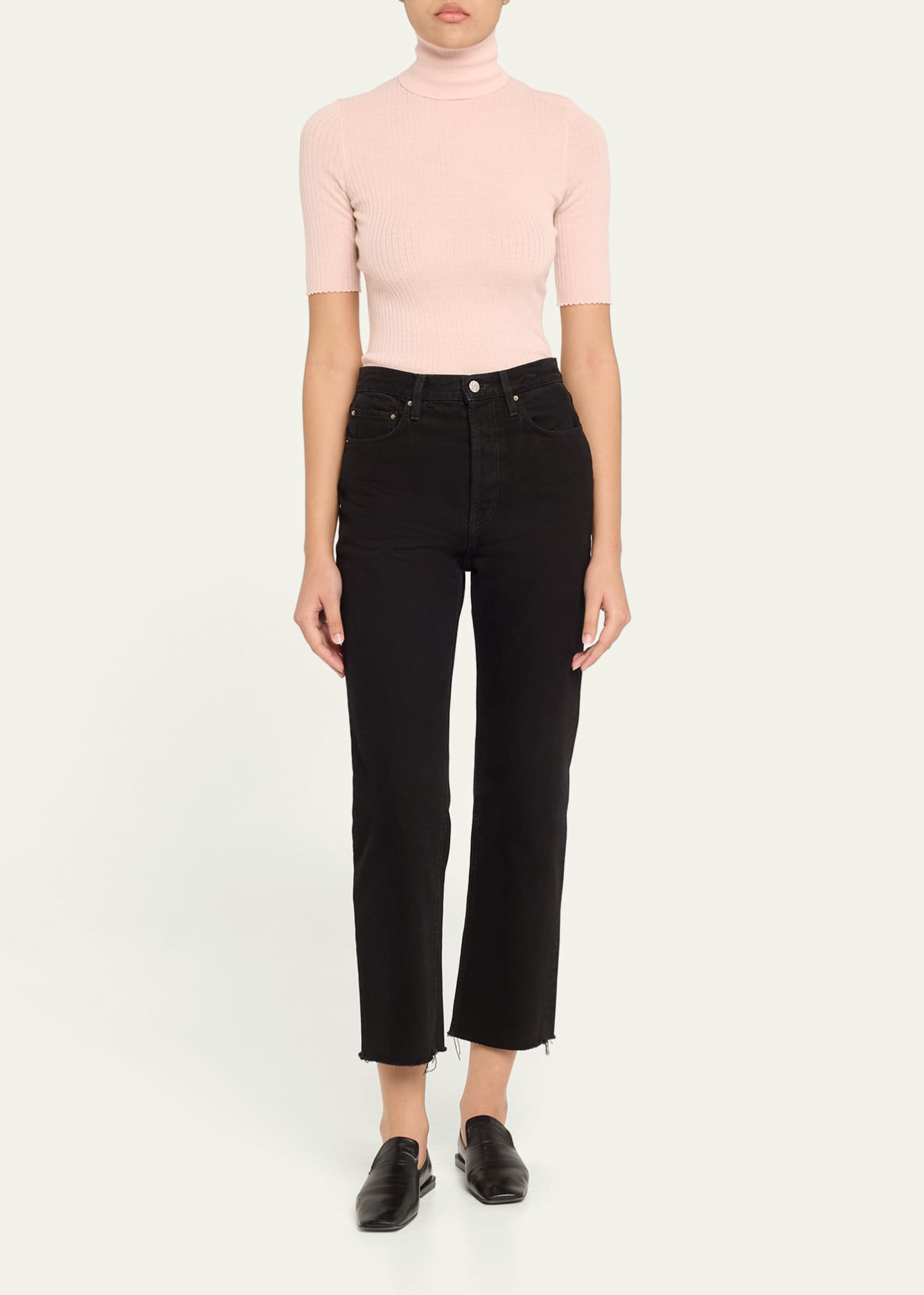 SPRWMN Rib-Knit Cashmere Turtleneck Top Image 2 of 5