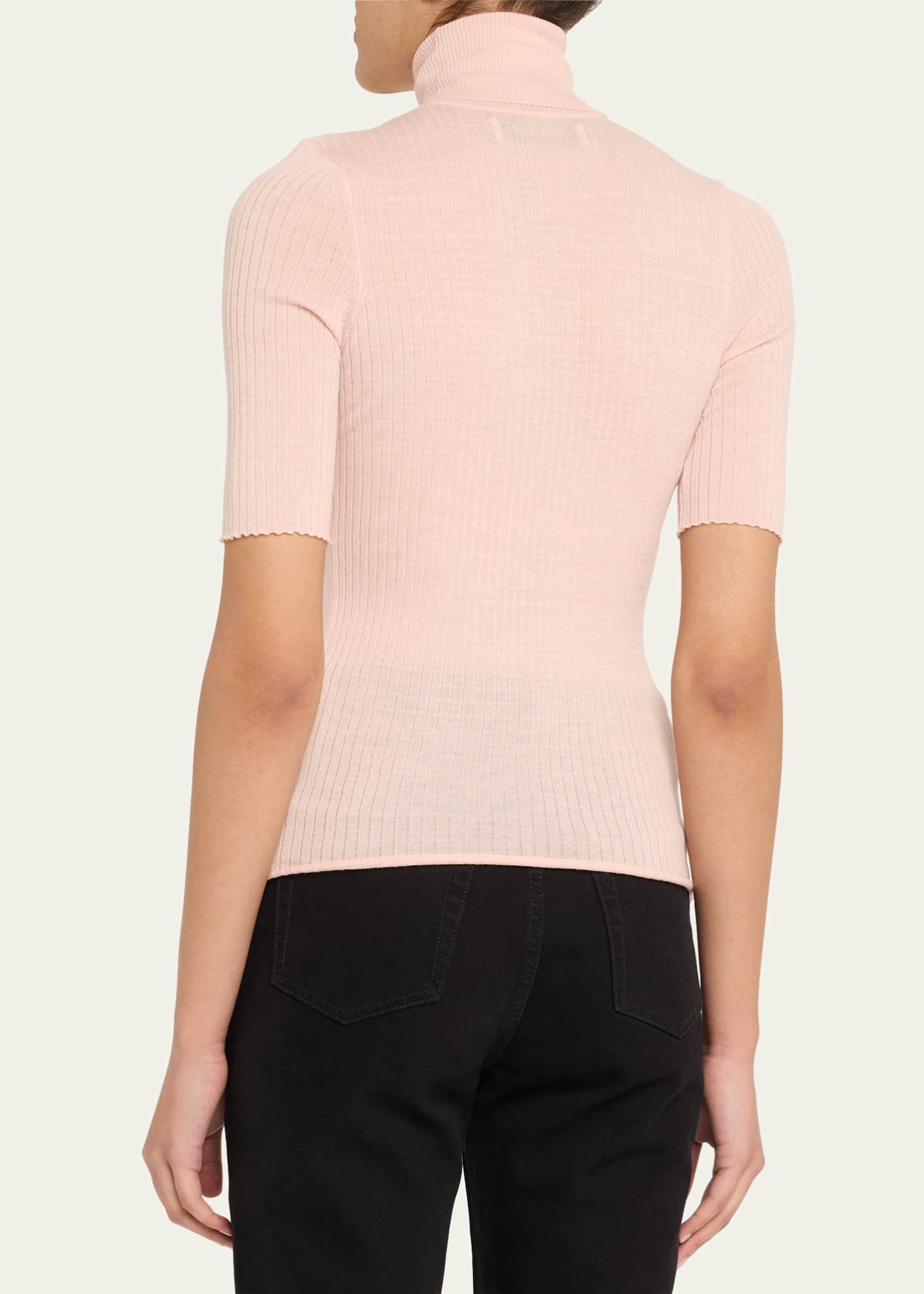 SPRWMN Rib-Knit Cashmere Turtleneck Top Image 3 of 5