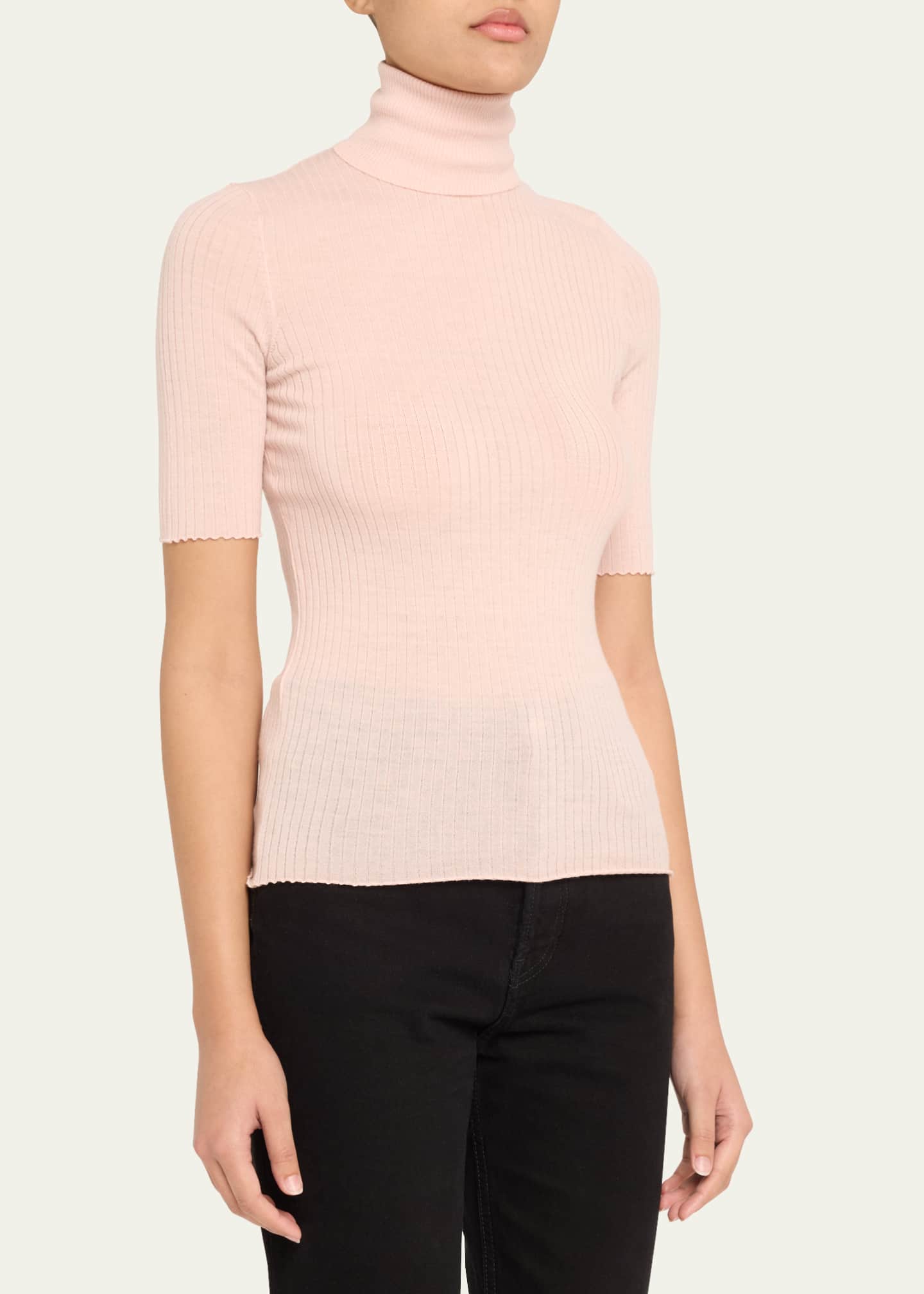 SPRWMN Rib-Knit Cashmere Turtleneck Top Image 4 of 5