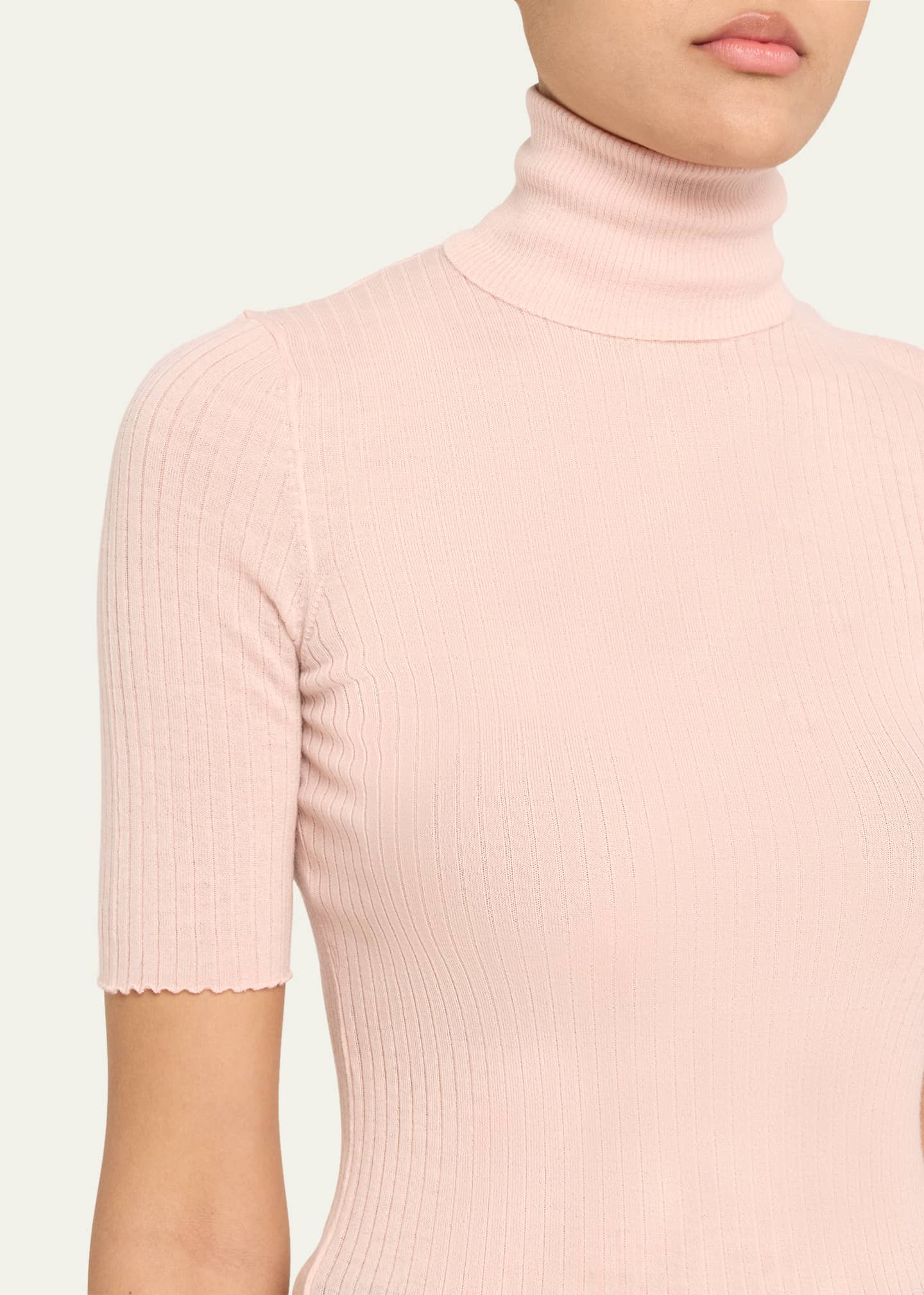 SPRWMN Rib-Knit Cashmere Turtleneck Top Image 5 of 5